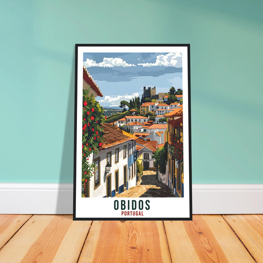 Obidos Travel Print Portugal Wall Art Wall Hanging Home Décor Obidos Gift Portugal Landmark Artwork Gift Portugal Holiday Travel Poster