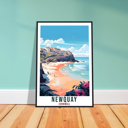 Newquay Travel Print Cornwall Wall Art Home Decor Wall Hanging Travel Art Gift Newquay Travel Poster England Coastal Artwork Art Lover Gift