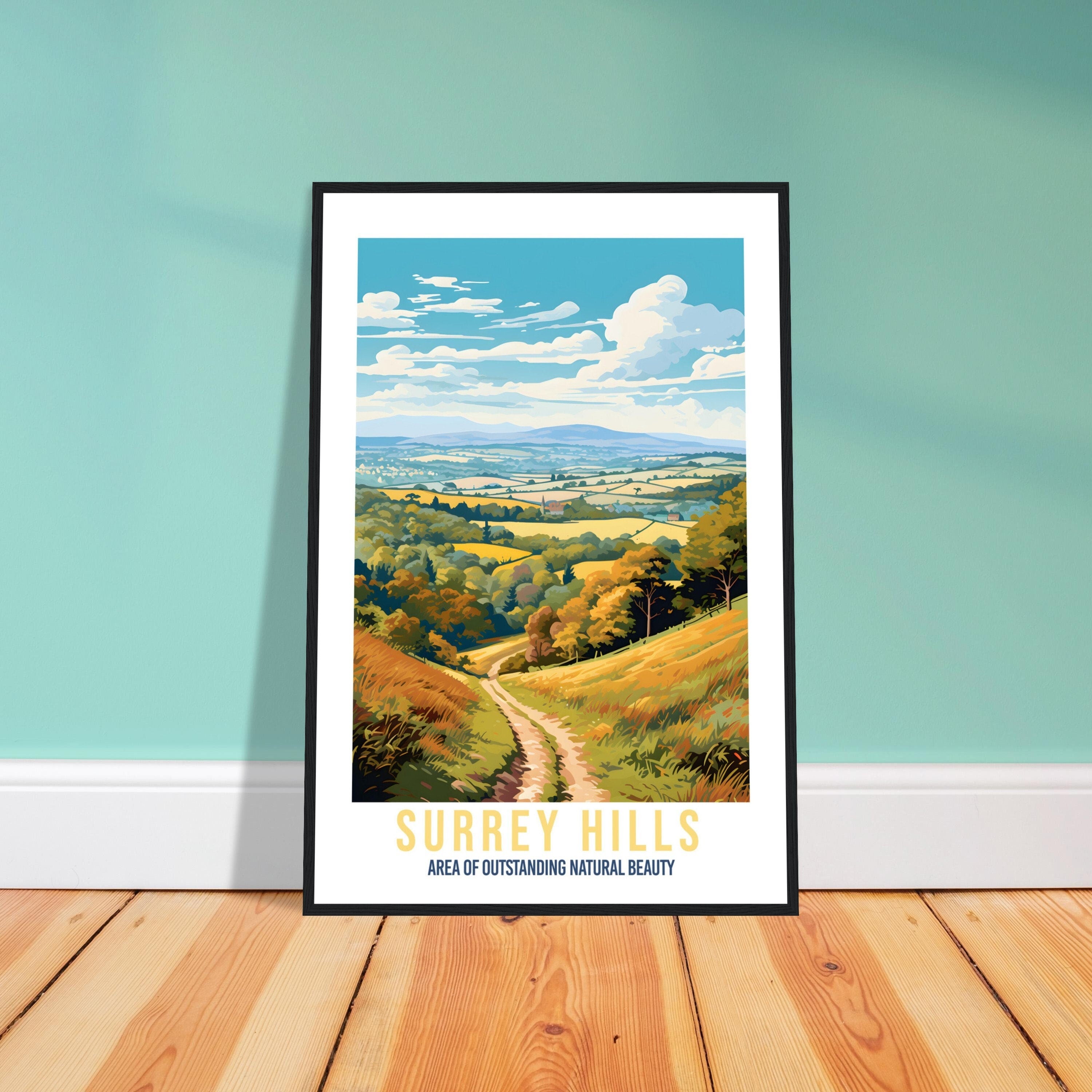 Surrey Hills Travel Print Surrey Hills Home Decoration Mountain Landscape England Nature Wall Hanging Surrey Hills Artwork Travel Poster