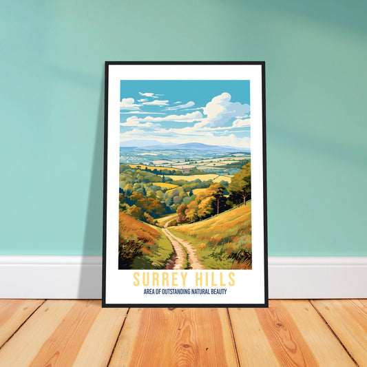 Surrey Hills Travel Print Surrey Hills Home Decoration Mountain Landscape England Nature Wall Hanging Surrey Hills Artwork Travel Poster
