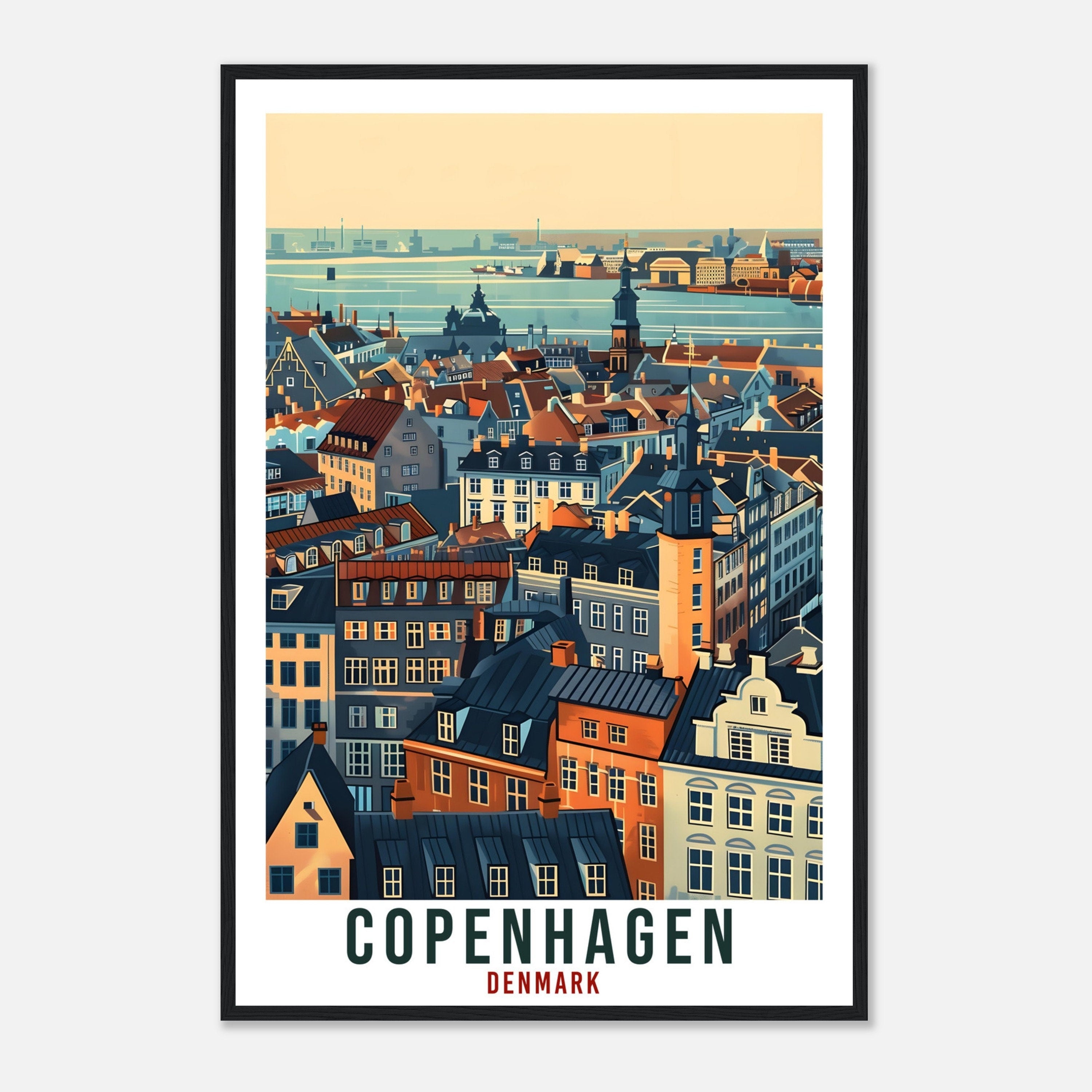 Copenhagen Travel Print Denmark Wall Art Wall Hanging Home Living Décor Copenhagen Gift Art Lovers Denmark Artwork Gift Danish Travel Poster