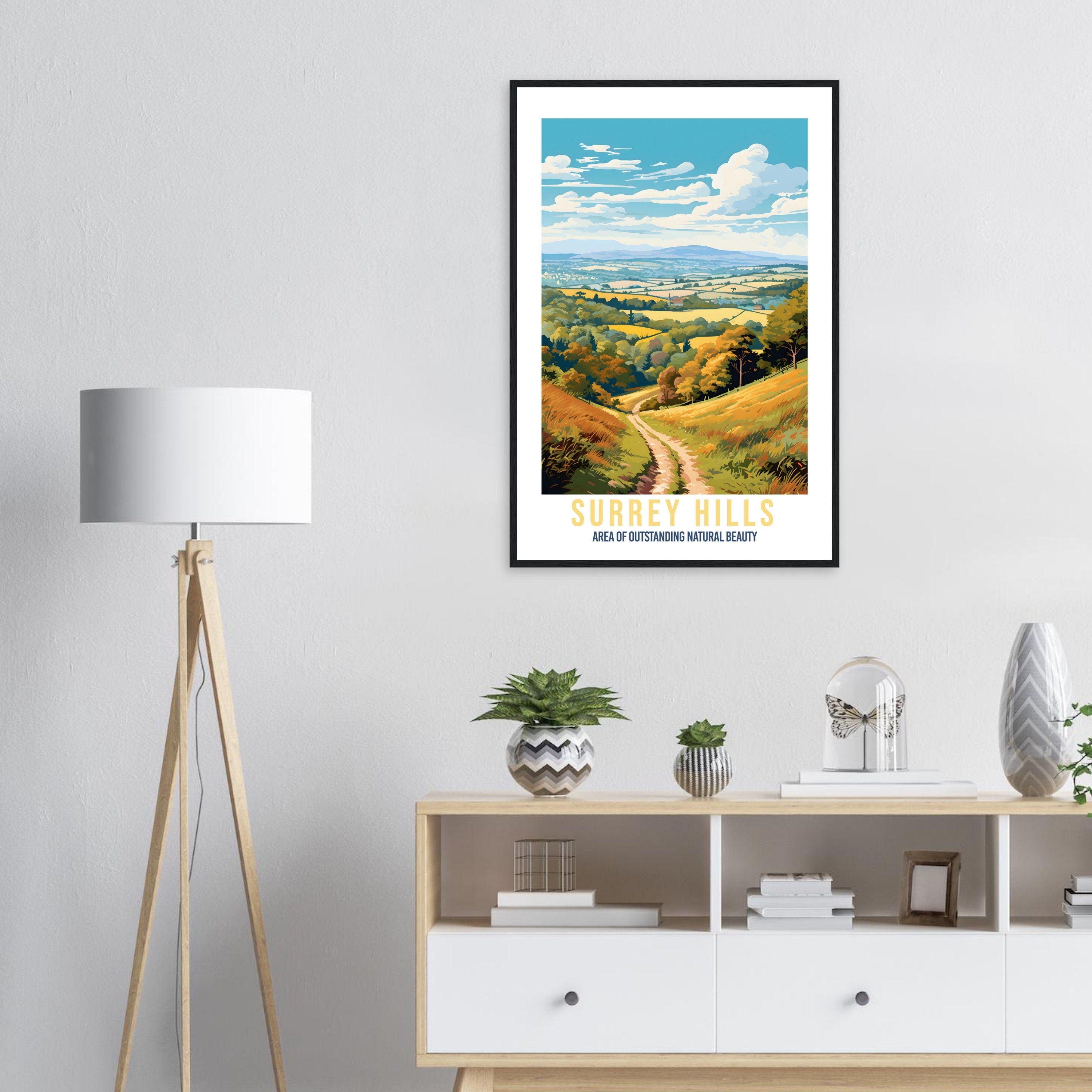 Surrey Hills Travel Print Surrey Hills Home Decoration Mountain Landscape England Nature Wall Hanging Surrey Hills Artwork Travel Poster