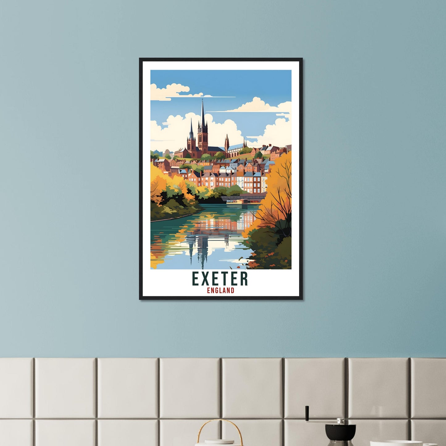 Exeter Travel Print English Wall Art Home Decor Wall Hanging Travel Art Gift Exeter Travel Poster England Landscape Artwork Art Lover Gift