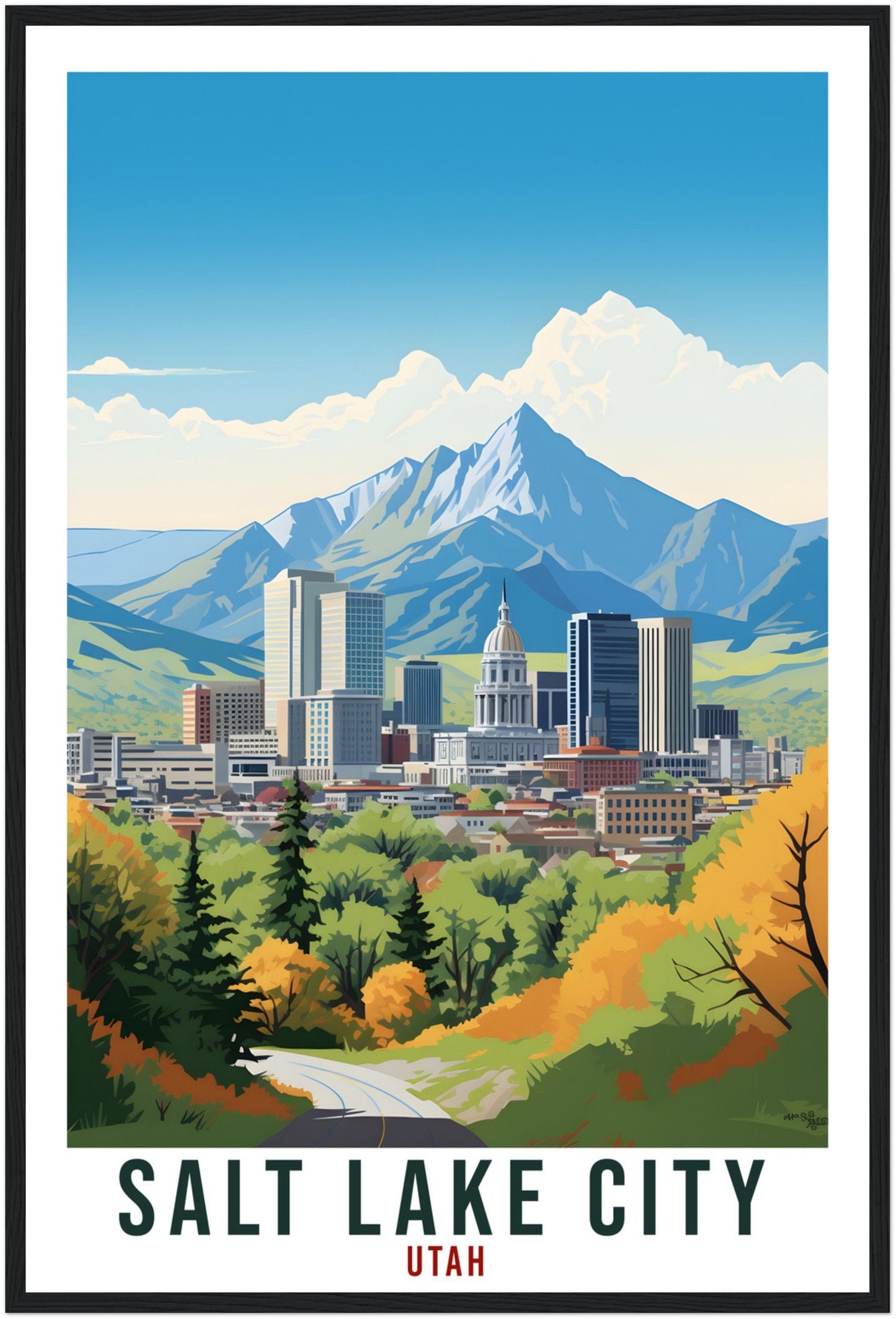 Salt Lake City Travel Poster Utah Home Decor USA City Wall Art Gift Wall Hanging Art Lover Utah Artwork Salt Lake City Skyline Travel Print