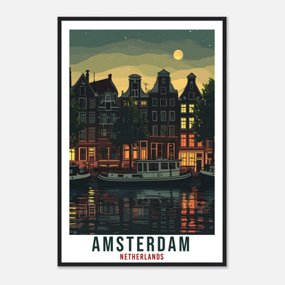 Amsterdam Travel Poster Wall Art Amsterdam Netherlands Wall Hanging Artwork Art Gifts Amsterdam Travel Print Netherlands Art Lovers Gift