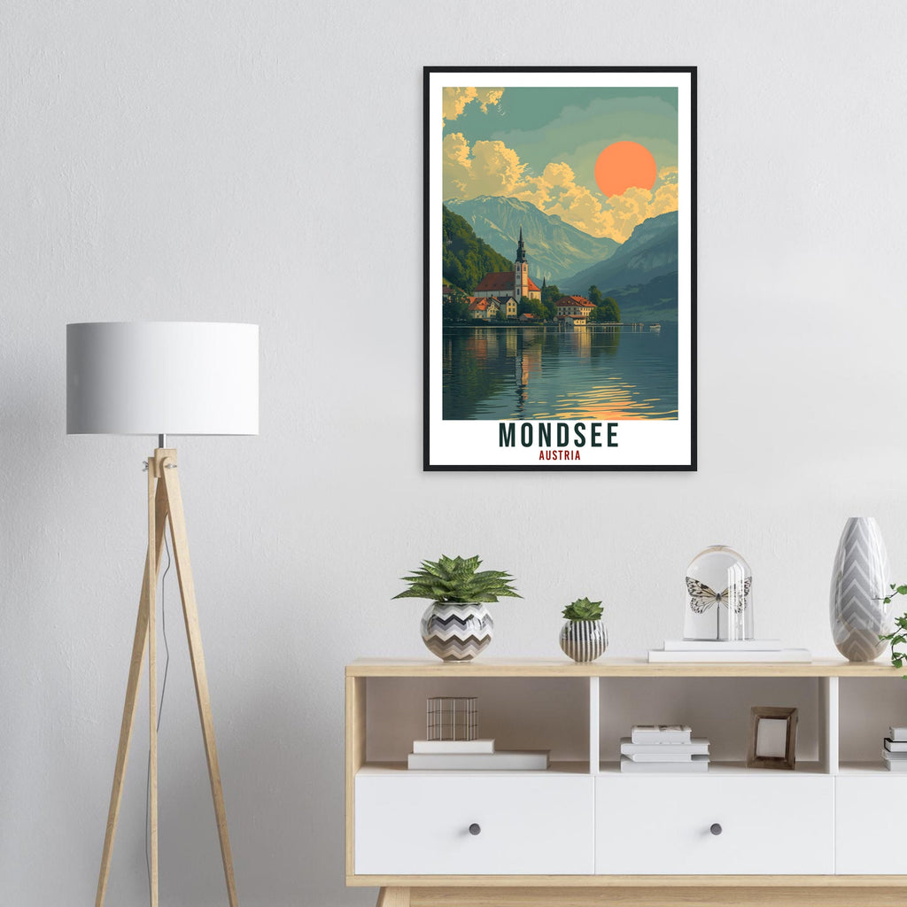 Mondsee Travel Print Austria Home Decor Mondsee Austrian City Wall Art Gift Wall Hanging Art Lover Austria Artwork Mondsee Travel Poster