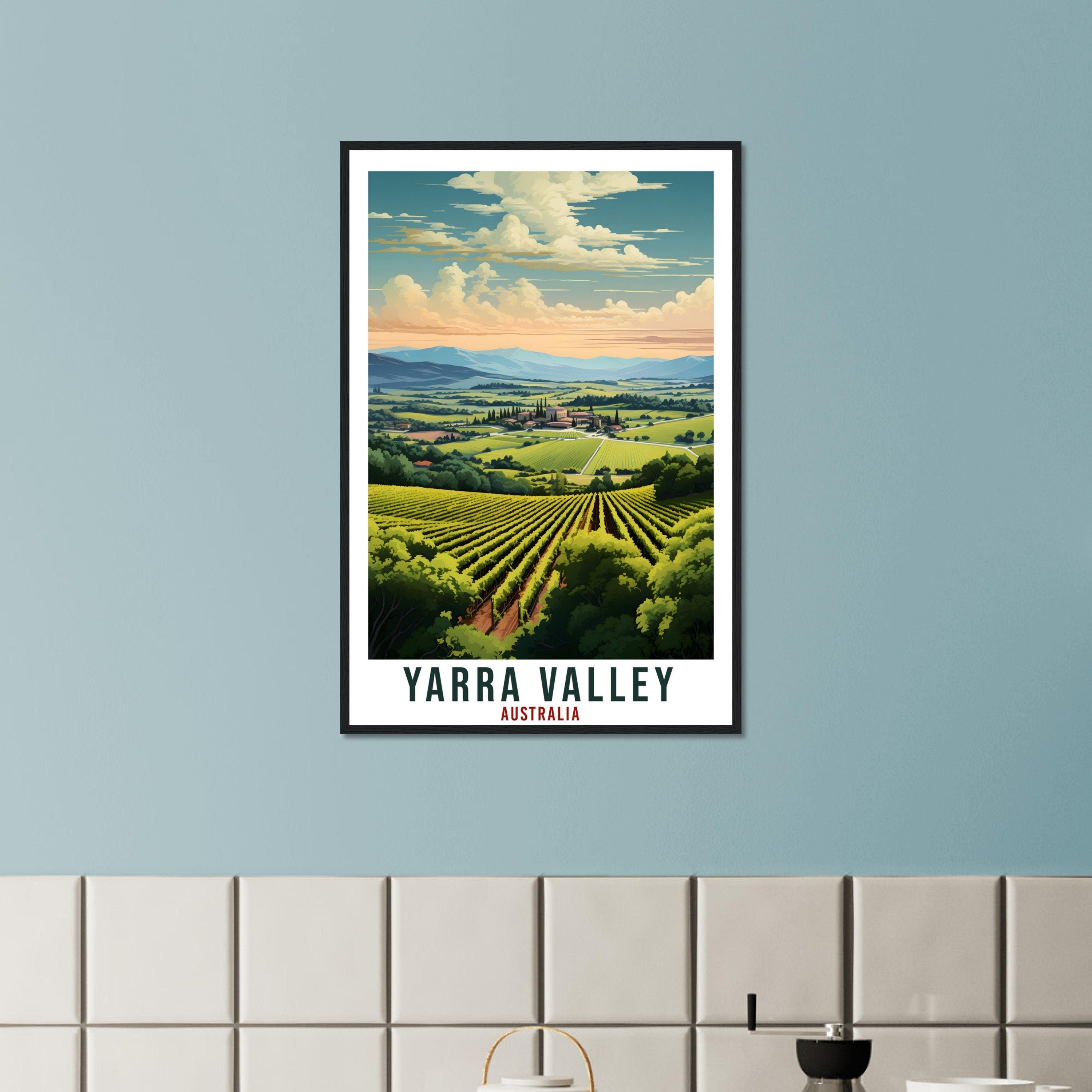 Yarra Valley Travel Poster Wall Art Yarra Valley Australia Home Décor Artwork Wall Hanging  Yarra Valley Vineyard Australian Travel Print