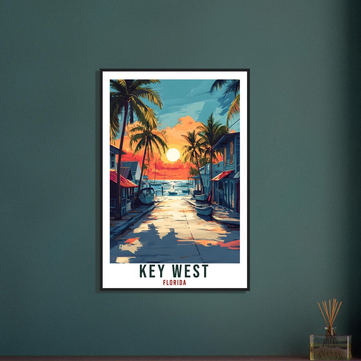 Key West Travel Print Florida United States Home Decor Wall Art Gift Wall Hanging Art Lover Florida Keys American Artwork Travel Poster USA