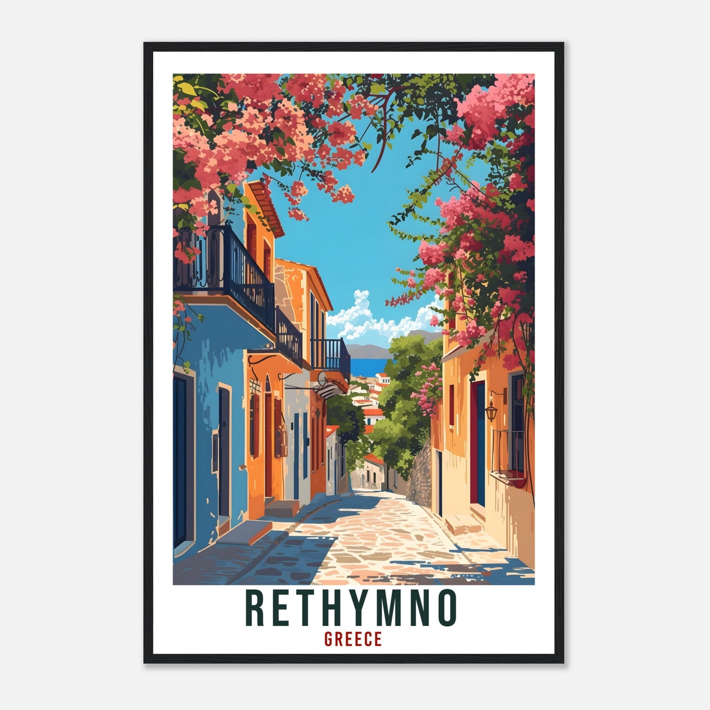 Rethymno Crete Travel Print Greece Home Decoration Greek Island Wall Art Gift Wall Hanging Art Lover Greece Artwork Rethymno Travel Poster