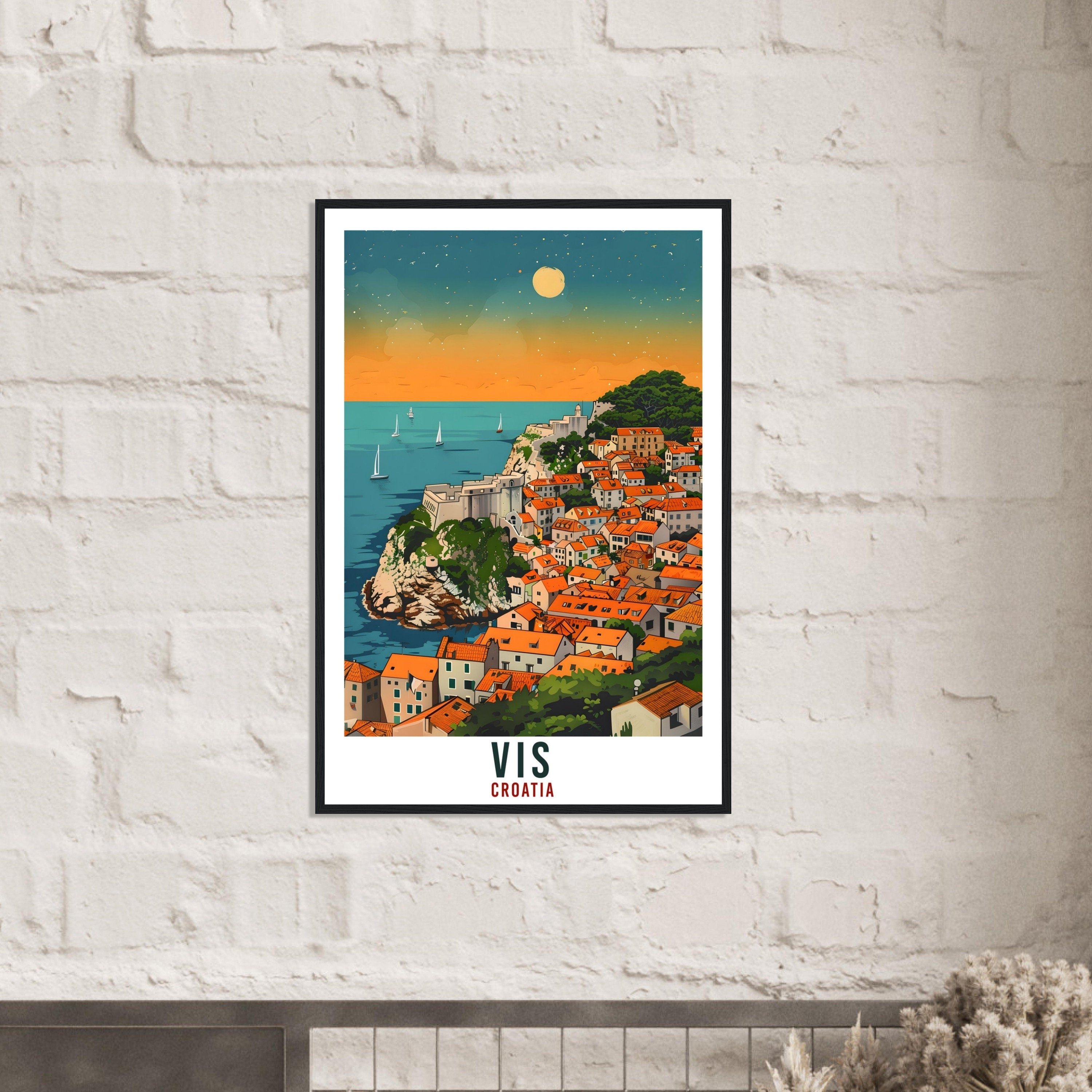 Vis Island Travel Print Croatia Wall Art Wall Hanging Home Décor Vis Gift Croatian Landmark Artwork Gift Vis Croatia Holiday Travel Poster