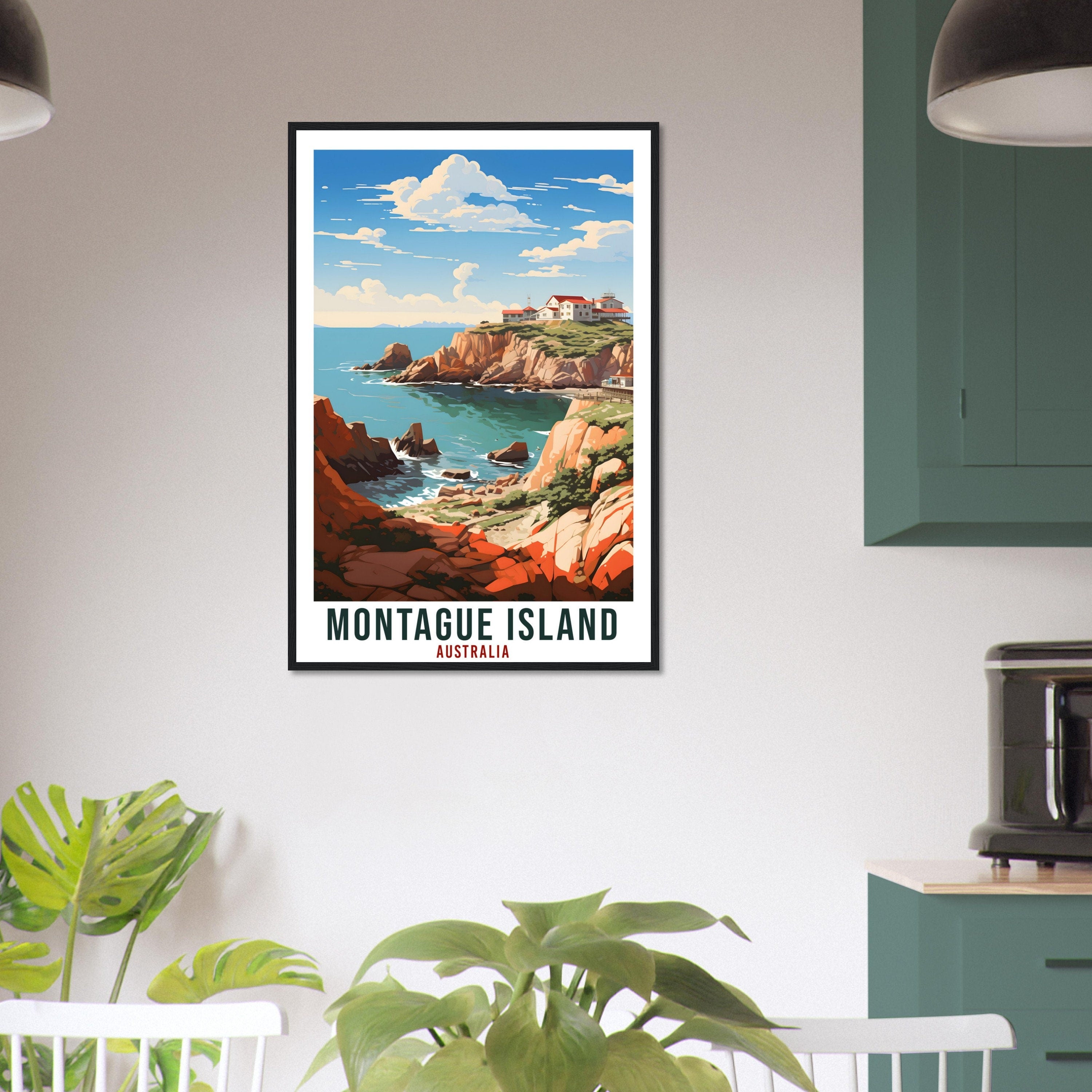 Montague Island Travel Poster Wall Art Montague Island Australia Artwork Wall Hanging Montague Island Travel Print Australian Art Lover Gift