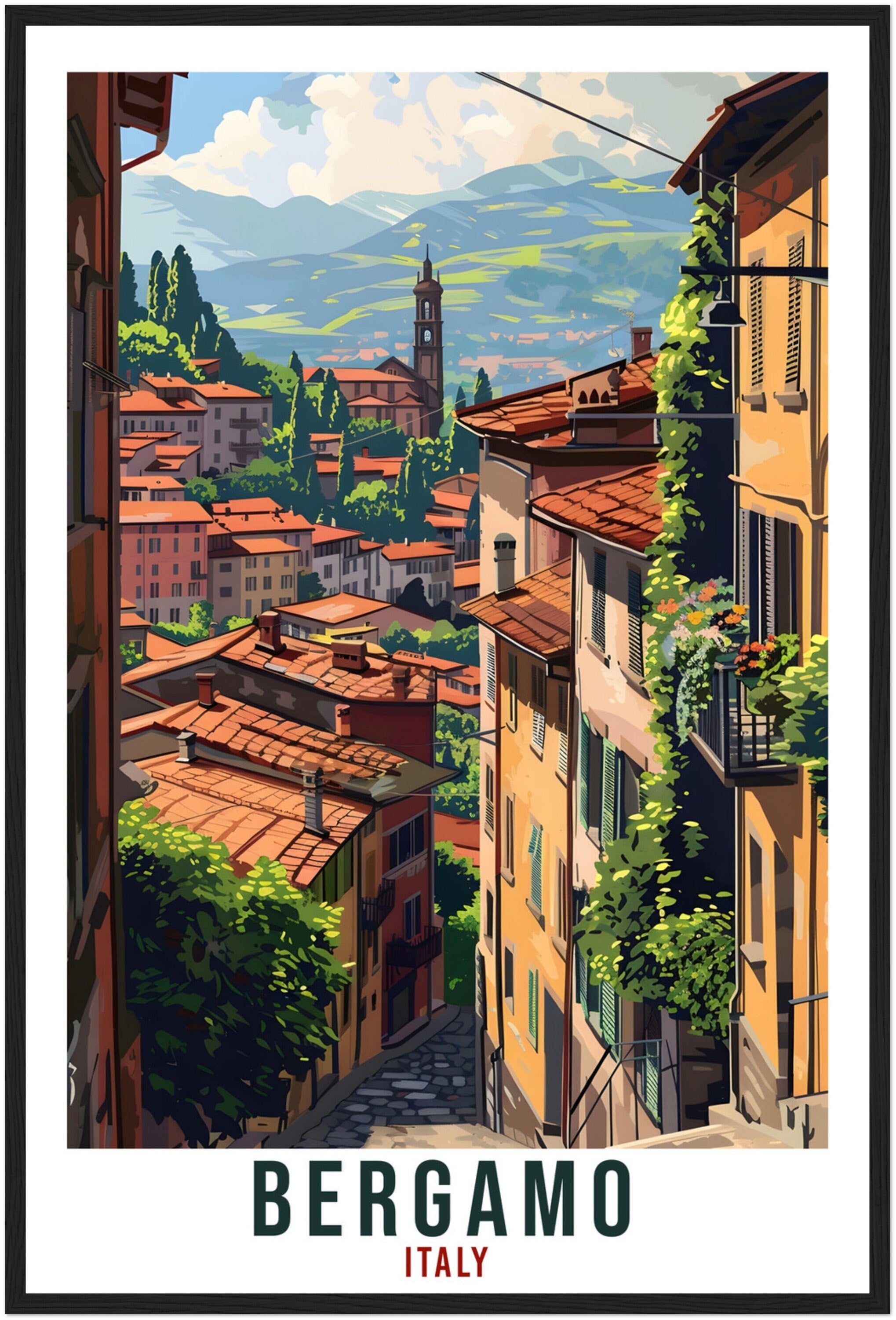 Bergamo Travel Print Italy Wall Art Wall Hanging Home Living Décor Bergamo Gift Art Lovers Gift Italy Artwork Gift Italian Travel Poster