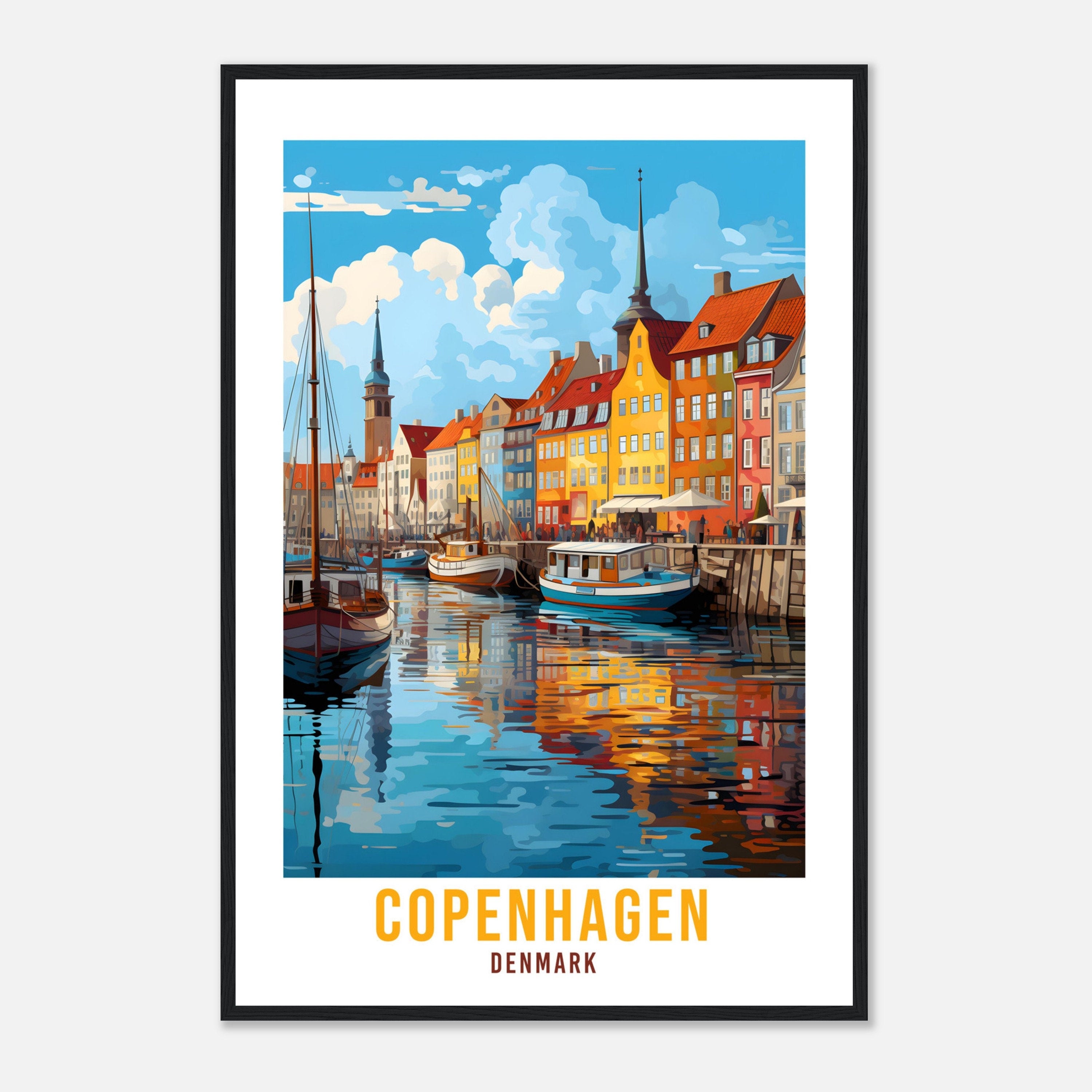 Copenhagen Denmark Travel Print Wall Art Copenhagen Wall Hanging Home Décor Denmark Gift Art Lovers Copenhagen Travel Poster Denmark City