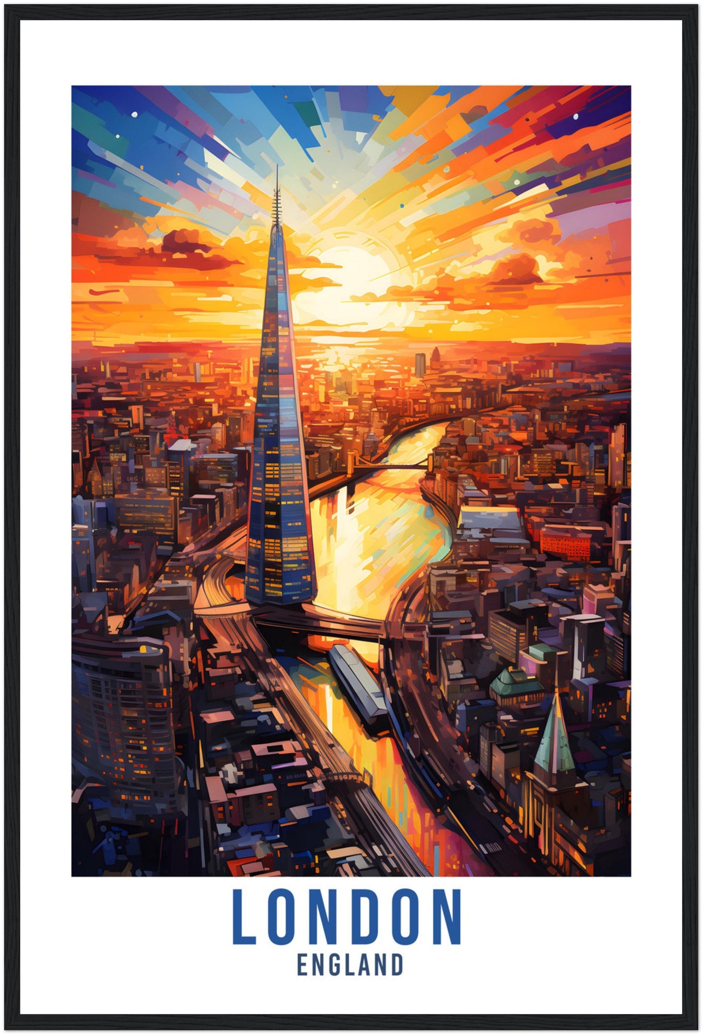 London Travel Print River Thames London Home Decor London Cityscape England Wall Hanging London Artwork Gift London Travel Poster Artwork