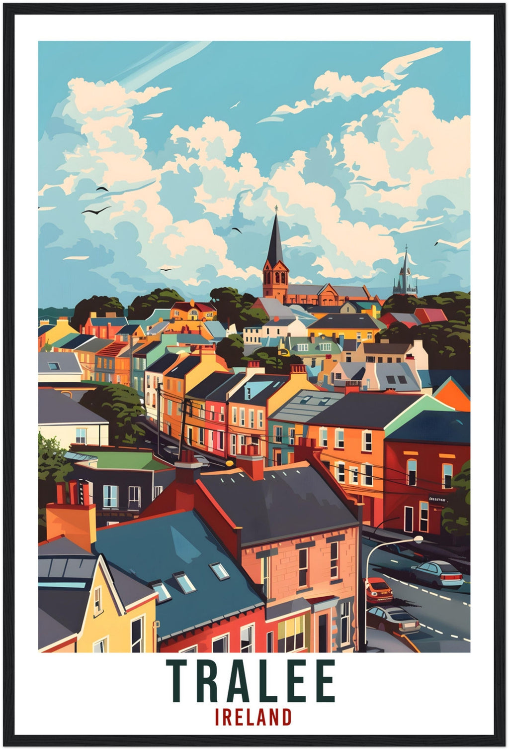 Tralee Travel Print Ireland Wall Art Wall Hanging Home Living Décor Tralee Gift Art Lovers Gift Irish Artwork Gift Ireland Travel Poster