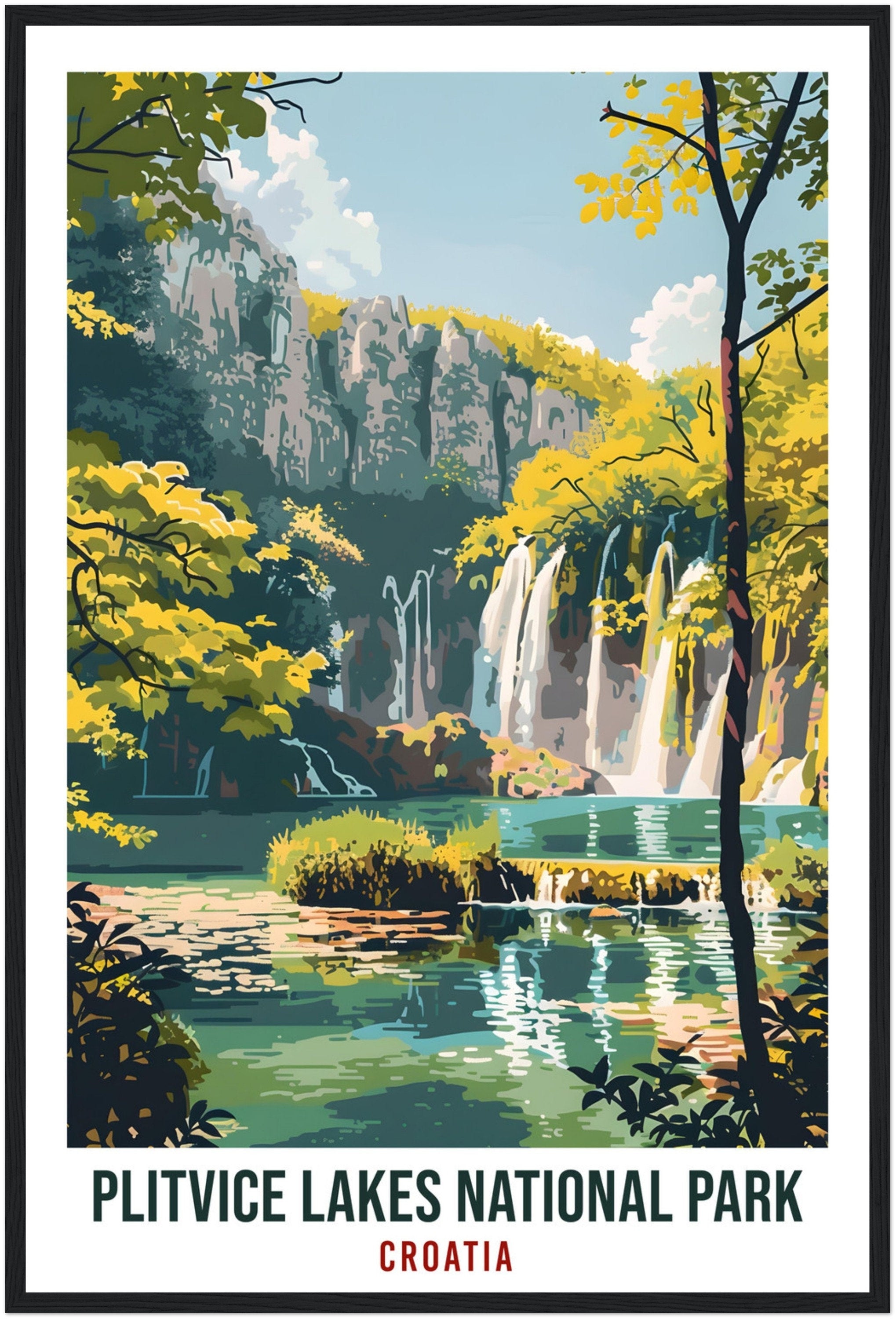 Plitvice Lakes Travel Print Croatia Wall Art Wall Hanging Décor Plitvice National Park Croatian Artwork Gift Croatia Holiday Travel Poster