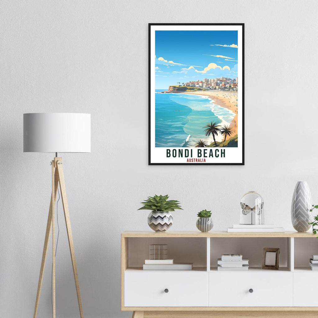 Bondi Beach Travel Poster Wall Art Bondi Beach Australia Artwork Wall Hanging Art Gifts Bondi Beach Travel Print Australian Art Lovers Gift