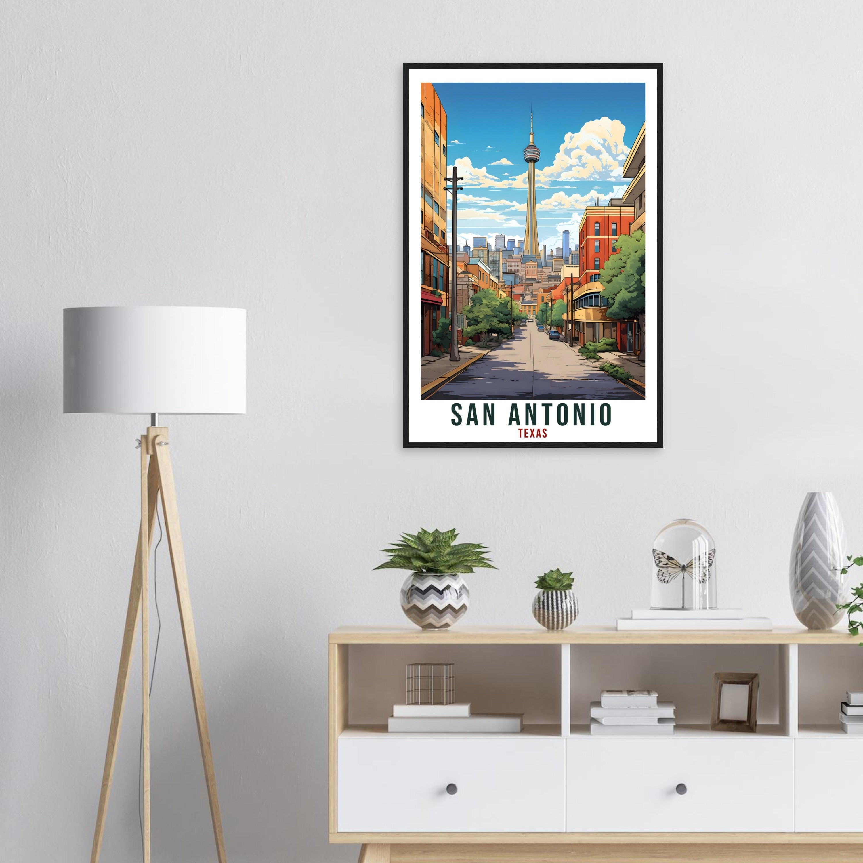 San Antonio Travel Print Texas Home Decoration USA City Wall Art Gift Wall Hanging Art Lover Texas Artwork San Antonio Skyline Travel Poster