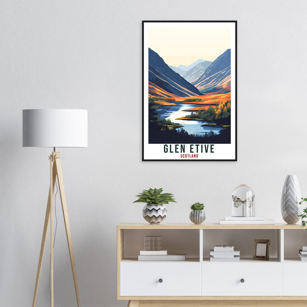 Glen Etive Travel Print Scotland Home Decor Glen Etive Wall Art Wall Hanging Art Lover Scotland Artwork Travel Poster Glen Etive Travel Art
