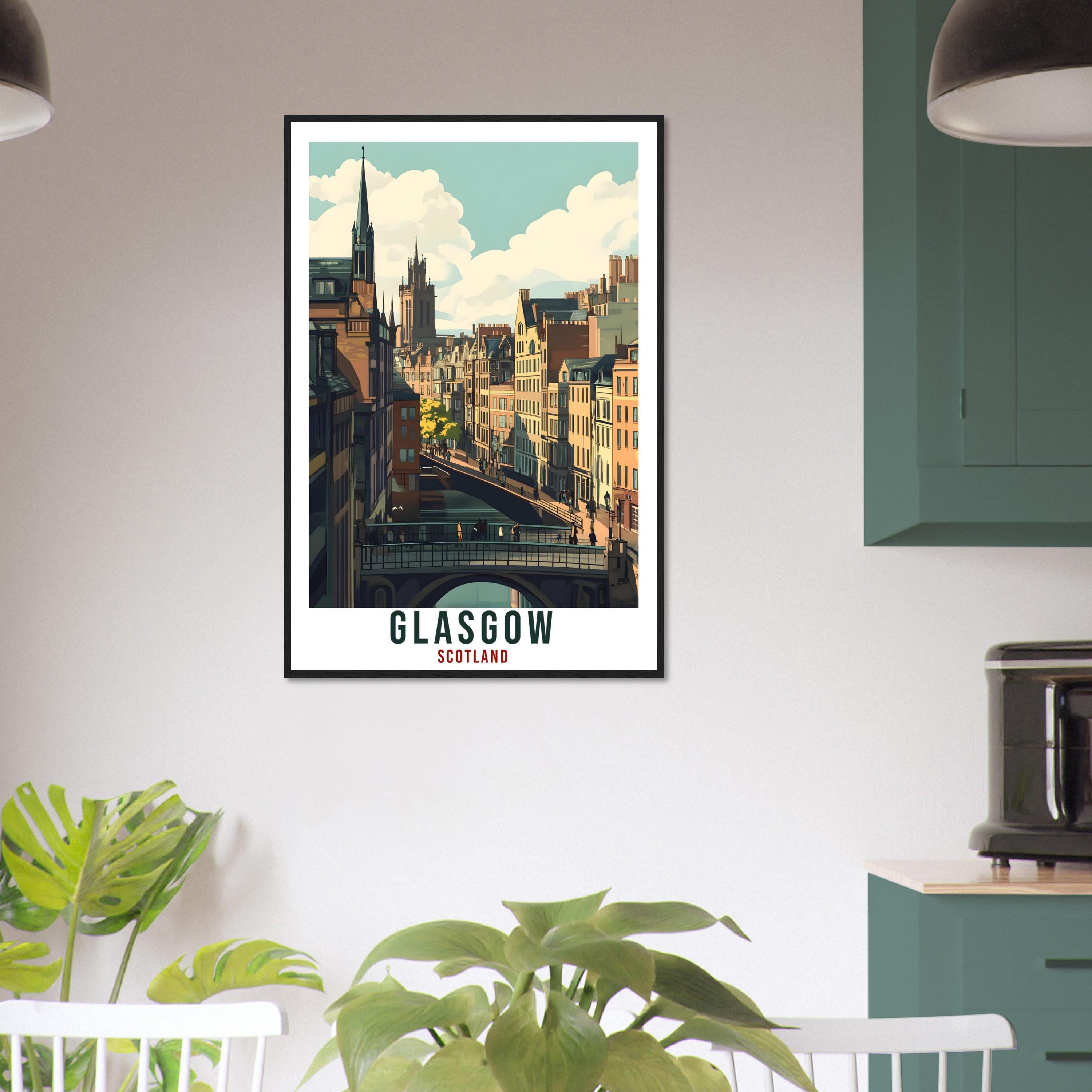 Glasgow Travel Print Scotland Home Decor Glasgow Wall Art Wall Hanging Art Lover Scotland Artwork Travel Poster Glasgow Travel Art Gift