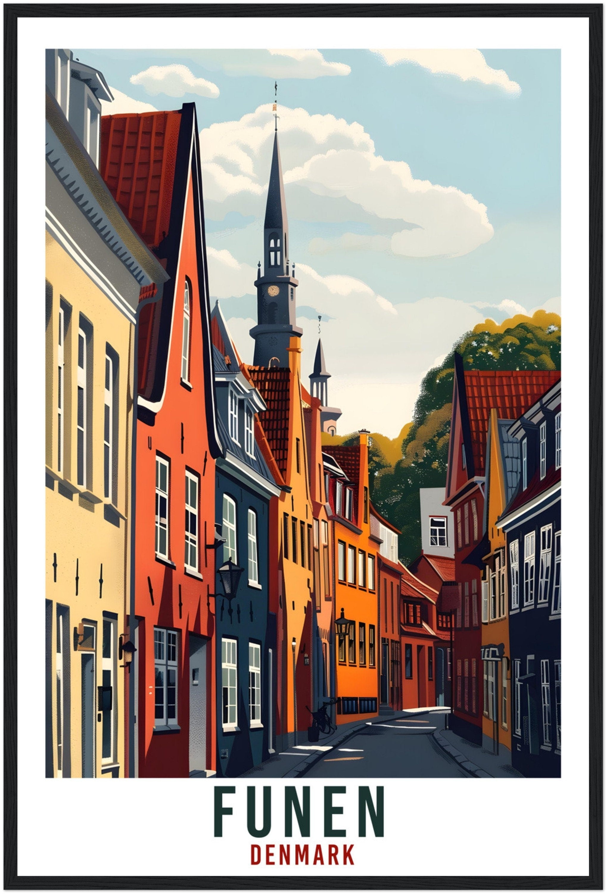 Funen Travel Print Denmark Wall Art Wall Hanging Home Living Décor Funen Gift Art Lovers Gift Denmark Artwork Gift Danish Travel Poster