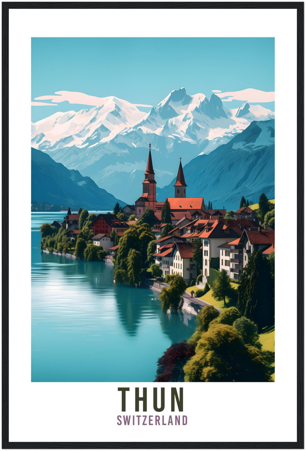 Thun Travel Print Wall Art Thun Switzerland Travel Gift Holiday Thun Art Print Thun Travel Poster Swiss Landscape Switzerland Travel Art