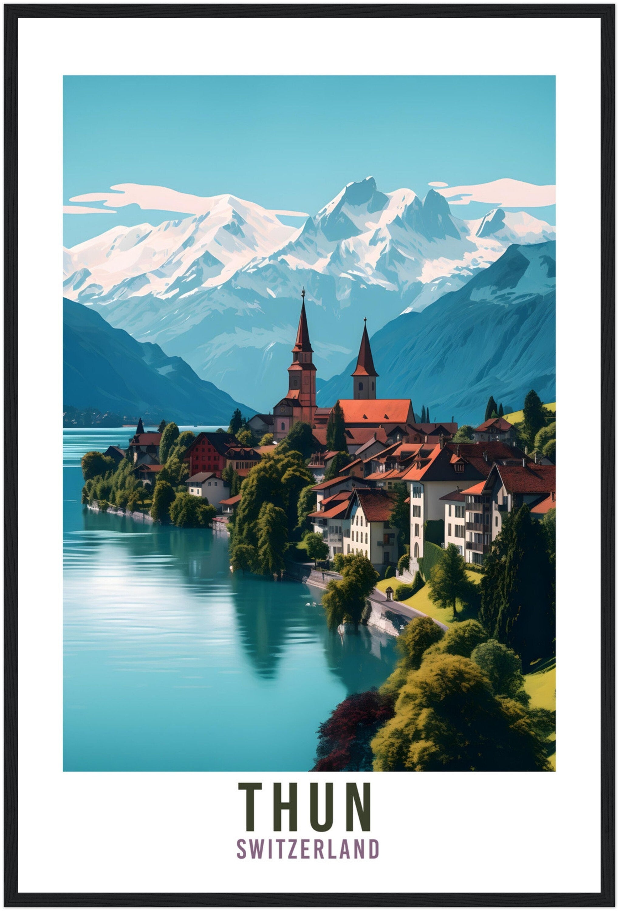 Thun Travel Print Wall Art Thun Switzerland Travel Gift Holiday Thun Art Print Thun Travel Poster Swiss Landscape Switzerland Travel Art