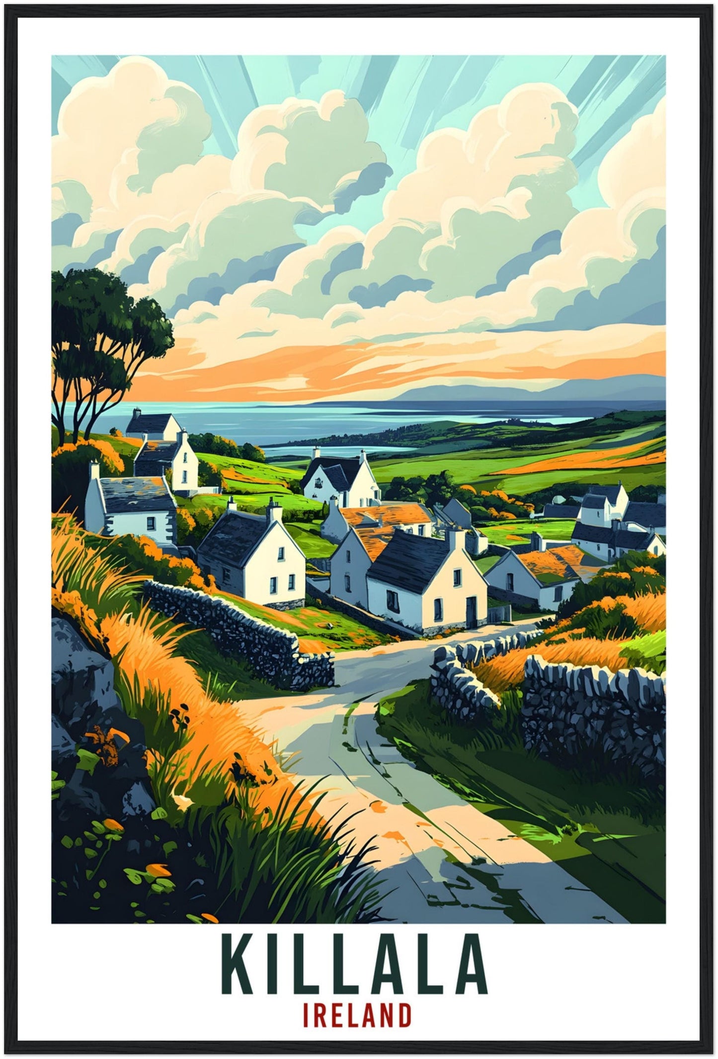 Killala Travel Print Ireland Home Decor Killala Wall Art Wall Hanging Art Lover Irish Artwork Travel Poster Killala Ireland Travel Art Gift