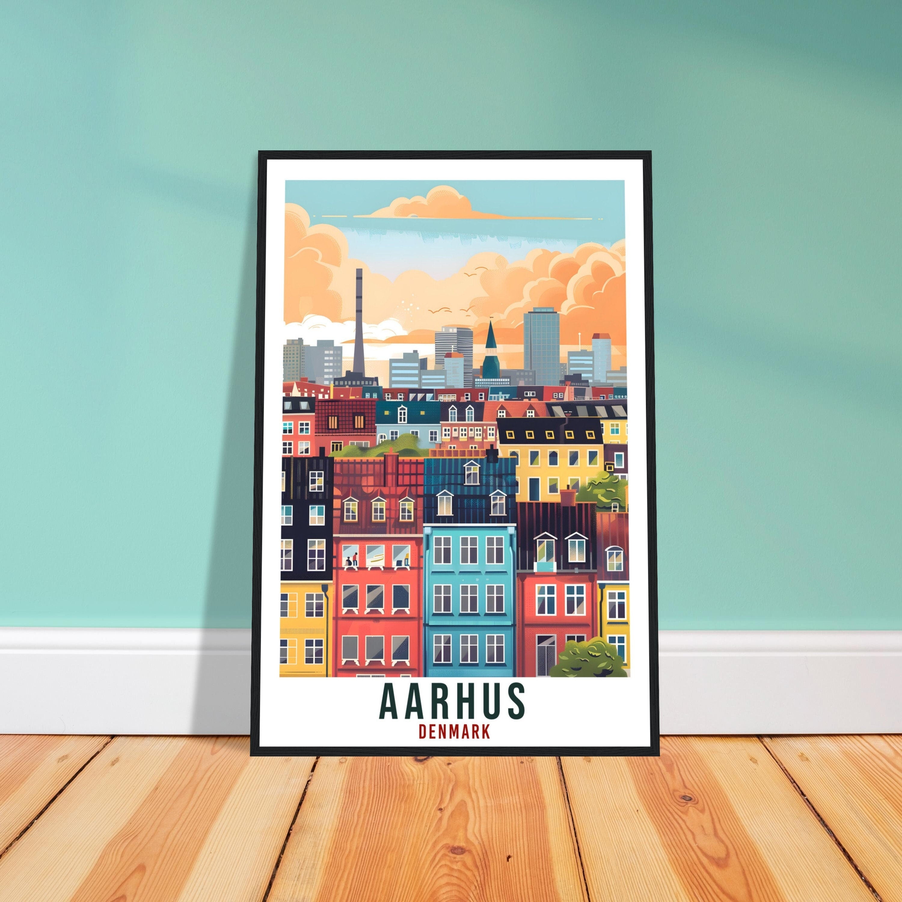 Aarhus Travel Print Denmark Wall Art Wall Hanging Home Living Décor Aarhus Gift Art Lovers Gift Denmark Artwork Gift Danish Travel Poster
