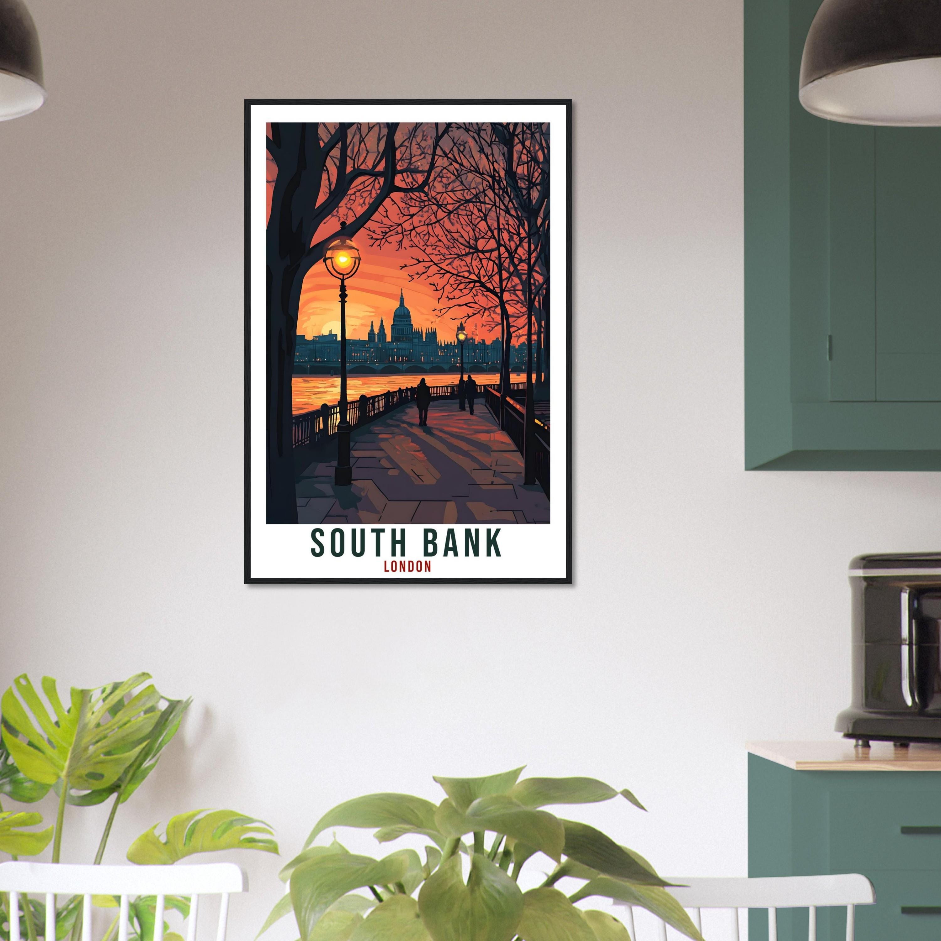 South Bank London Travel Print England London Wall Art Gift Wall Hanging Art Lover South Bank England Artwork Travel Poster UK Travel Art