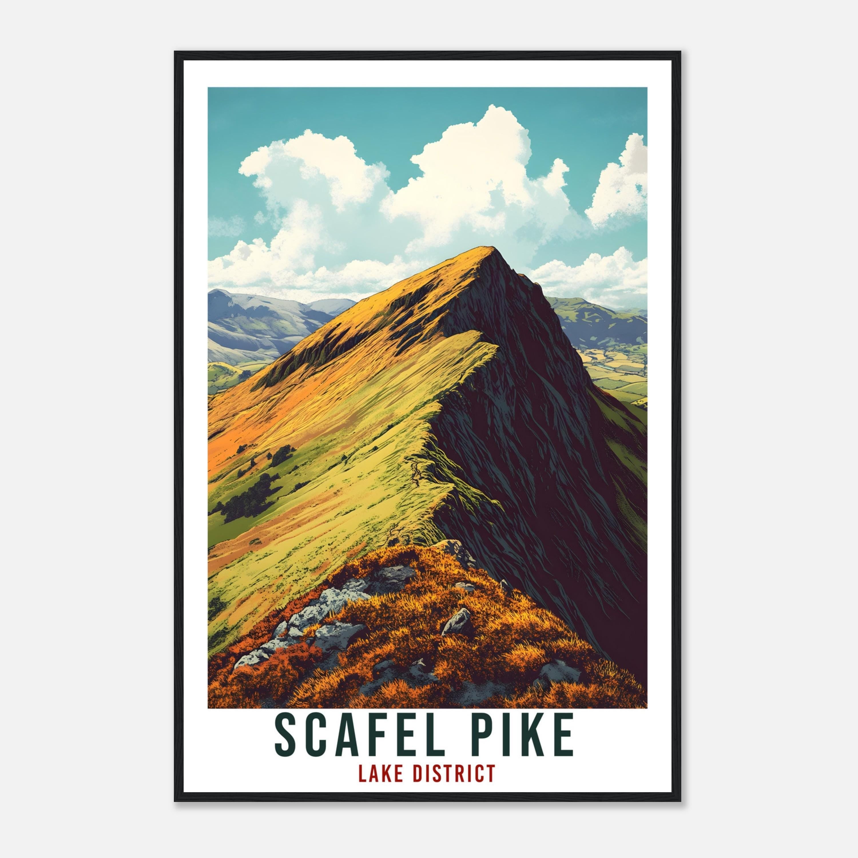 Scafel Pike Travel Print Lake District Home Scafel Pike Mountain Wall Art Wall Hanging Art Lover Lake District Artwork Travel Poster Cumbria