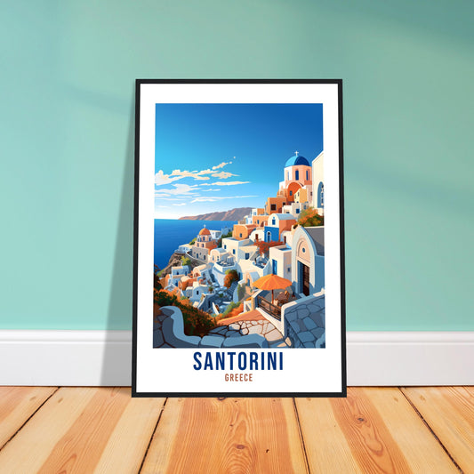 Santorini Travel Poster Greece Travel Print Vintage Santorini Sea View Travel Print Wall Hanging Home Decor World Travel Art Santorini Gift