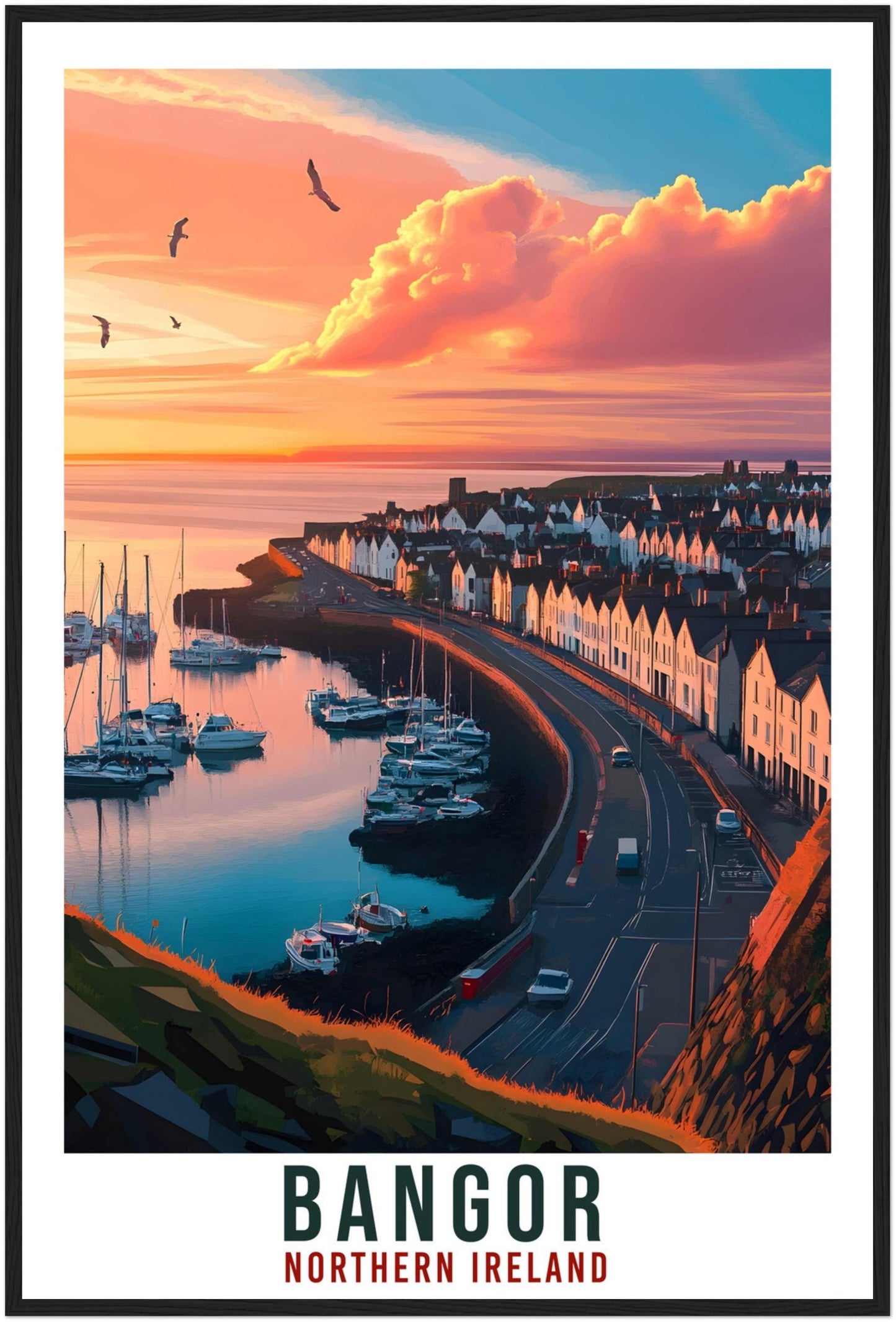 Bangor Travel Print Northern Ireland Home Decor Co Down Wall Art Wall Hanging Art Lover Irish Artwork Travel Poster Bangor Ireland Travel
