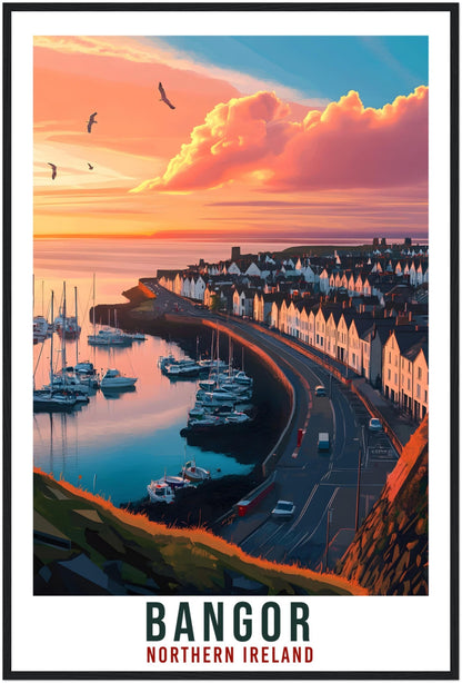 Bangor Travel Print Northern Ireland Home Decor Co Down Wall Art Wall Hanging Art Lover Irish Artwork Travel Poster Bangor Ireland Travel