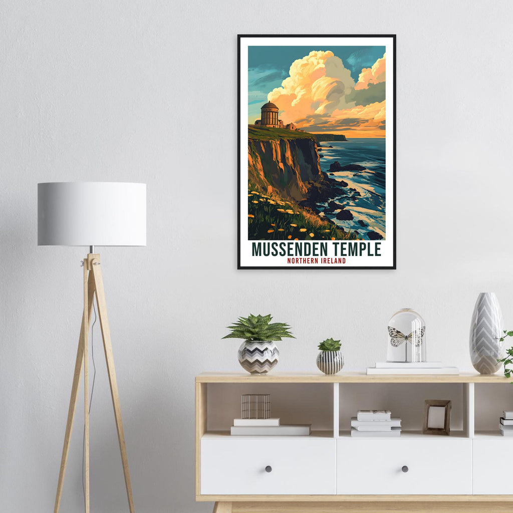 Mussenden Temple Travel Print Northern Ireland Home Decor PLACE Wall Art Wall Hanging Art Lover Artwork Travel Poster North Coast Travel Art