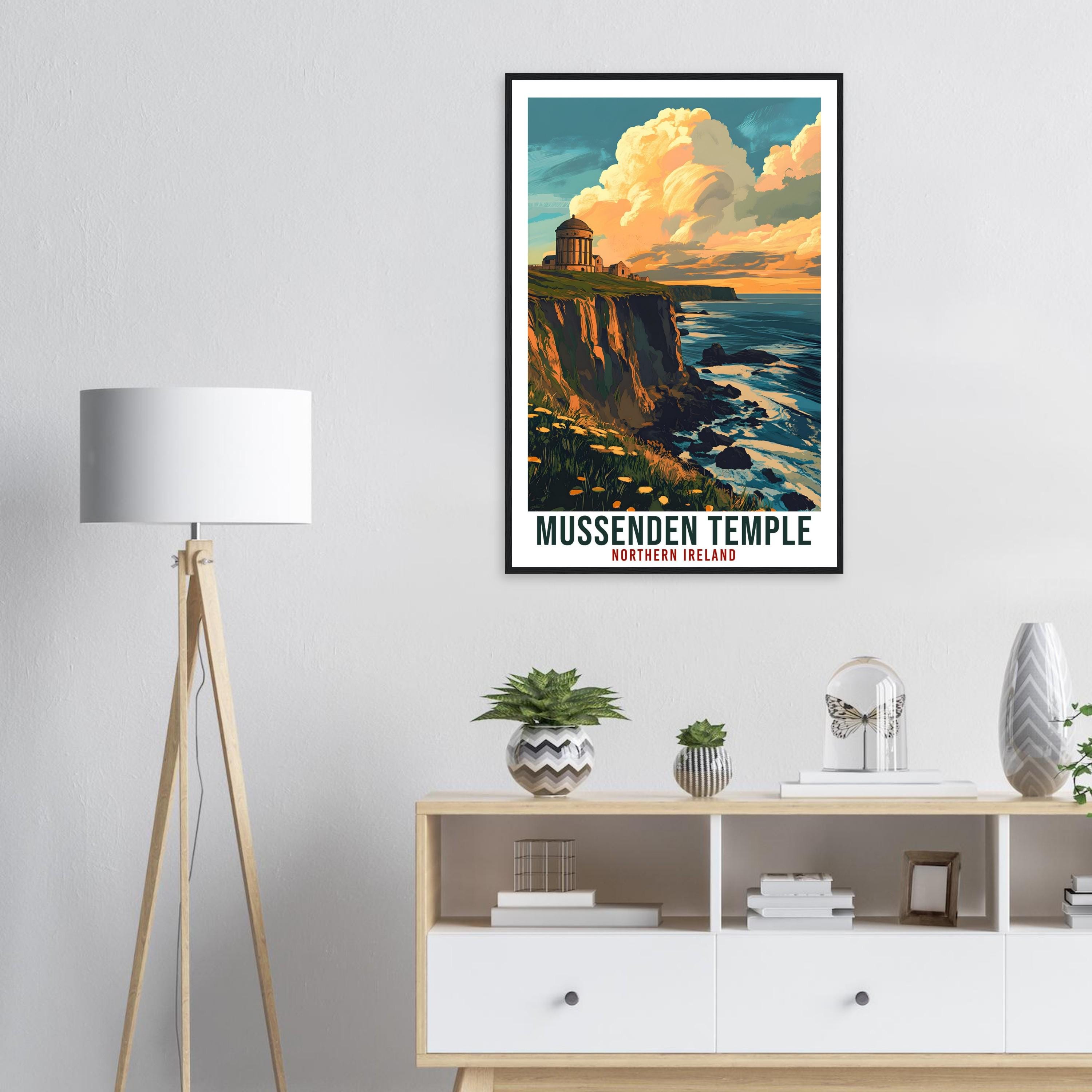 Mussenden Temple Travel Print Northern Ireland Home Decor PLACE Wall Art Wall Hanging Art Lover Artwork Travel Poster North Coast Travel Art