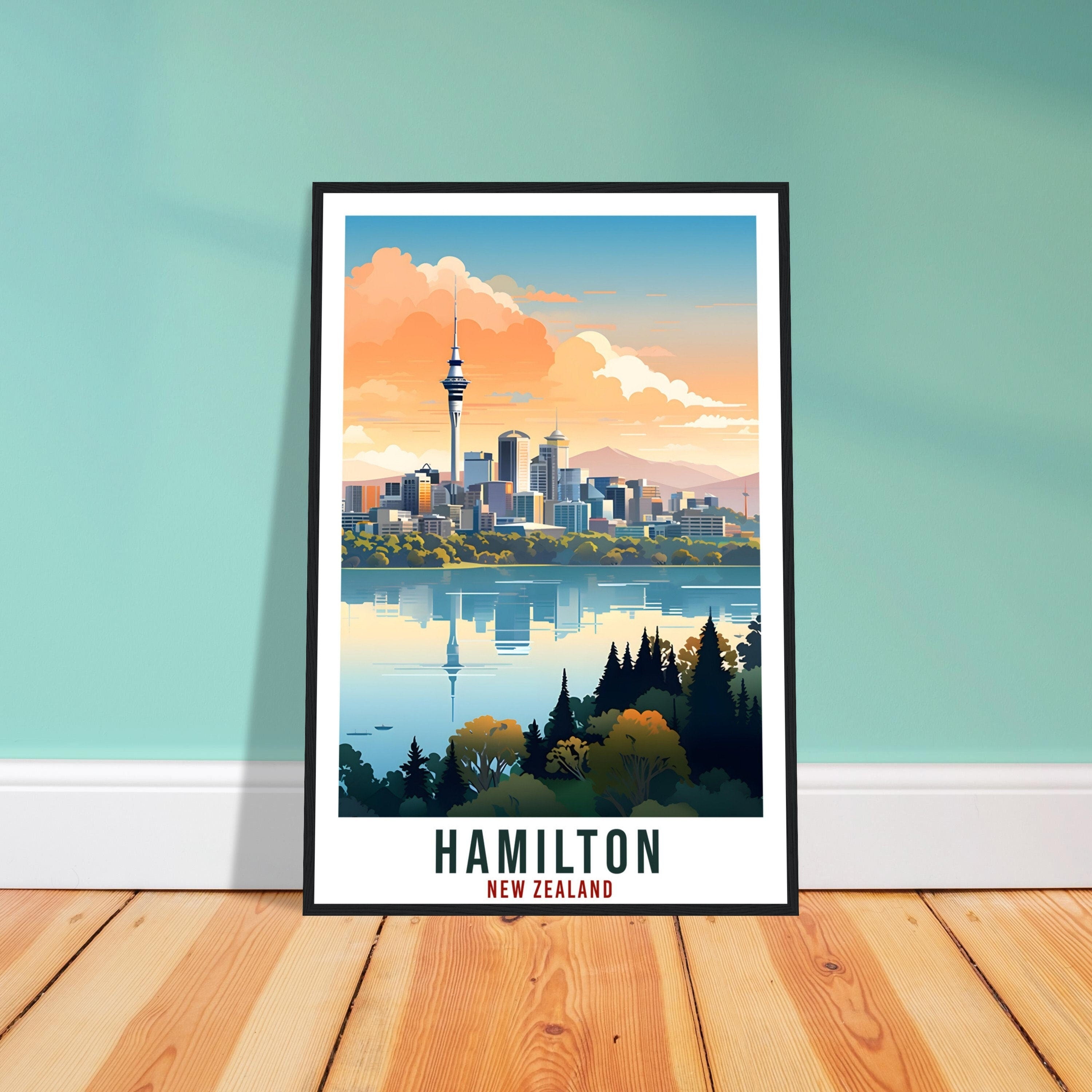 Hamilton Travel Print Wall Art Hamilton New Zealand City Landscape Artwork Hamilton Art Gifts Hamilton Travel Poster New Zealand Art Lovers