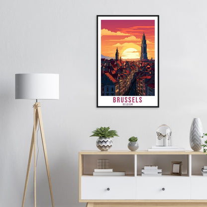 Brussels Travel Poster Wall Art Belgium Home Décor Artwork Wall Hanging Brussels Cityscape Art Gifts Brussels Travel Print Belgian Art Lover
