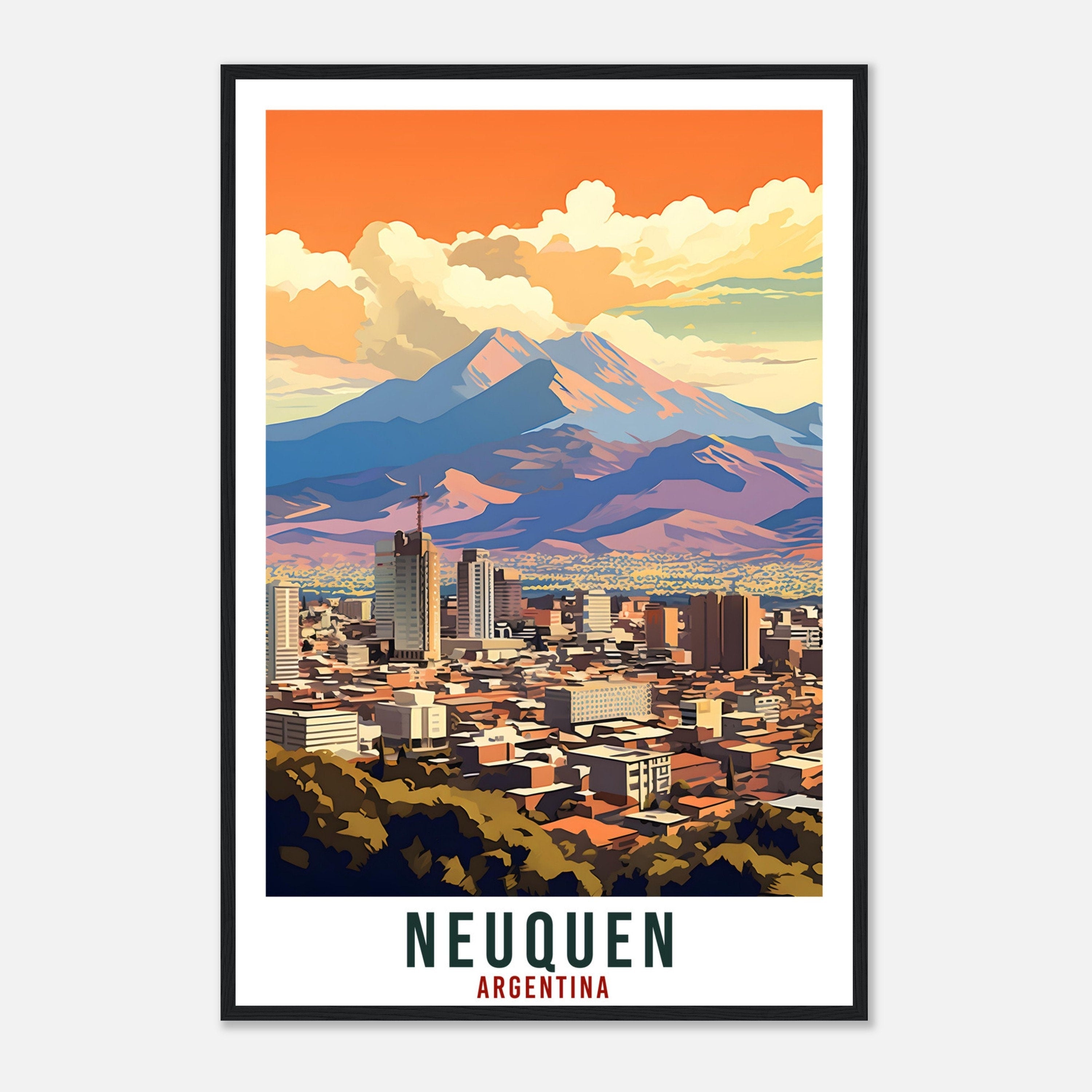 Neuquen Travel Print Wall Art Neuquen Argentina City Landscape Artwork Neuquen Art Gifts Neuquen Travel Poster Argentinian Art Lovers Gift