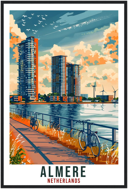 Almere Travel Print Holland Wall Art Wall Hanging Home Décor Almere Gift Art Lovers Gift Dutch Artwork Gift The Netherlands Travel Poster