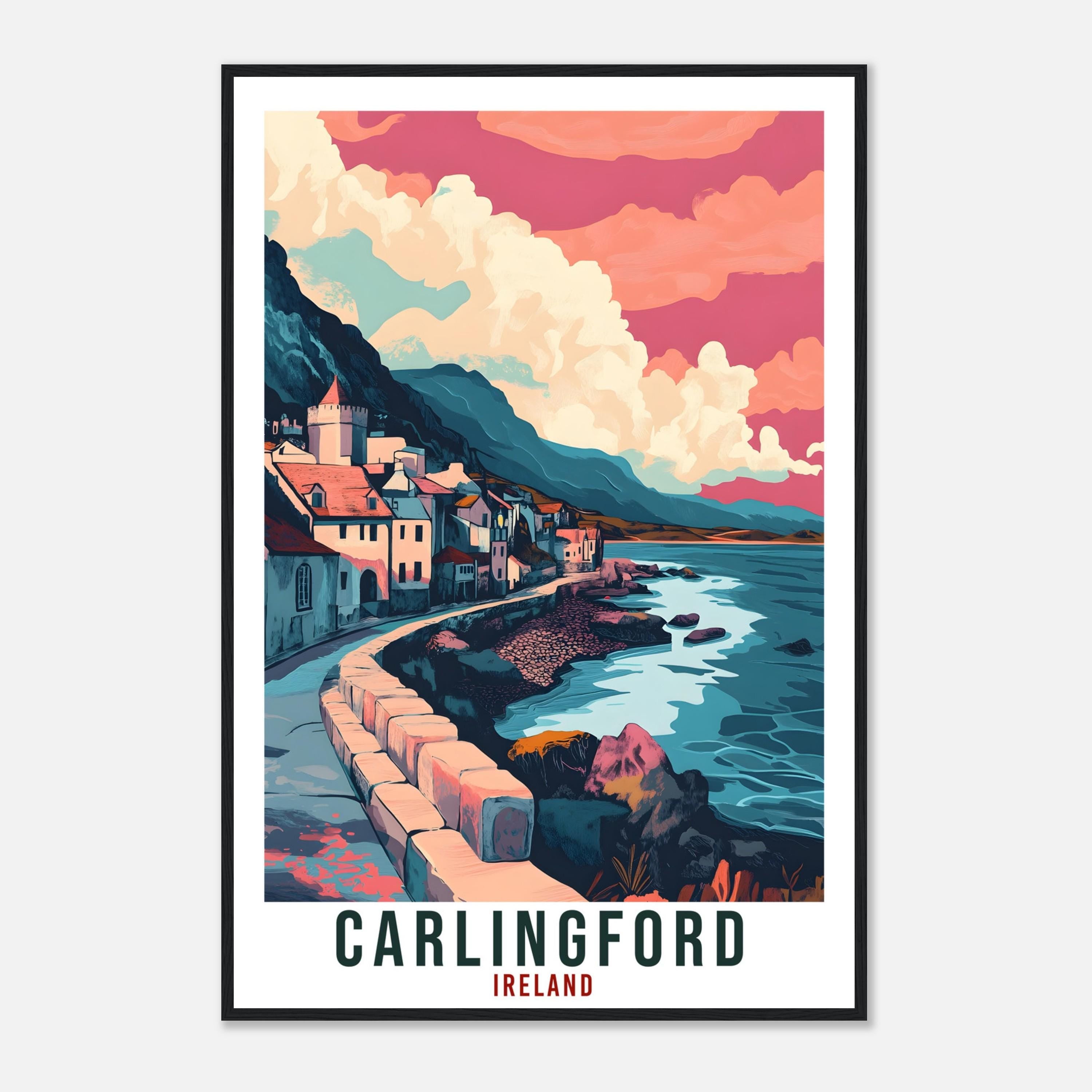 Carlingford Travel Print Ireland Home Decor Carlingford Wall Art Wall Hanging Art Lover Irish Artwork Travel Poster Carlingford Ireland Art