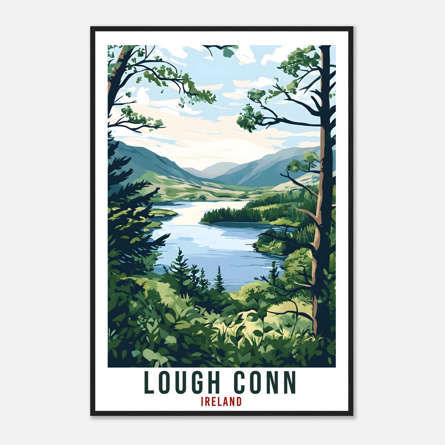 Lough Conn Travel Print Ireland Home Decor Lough Conn Wall Art Wall Hanging Art Lover Irish Artwork Travel Poster Mayo Ireland Travel Art