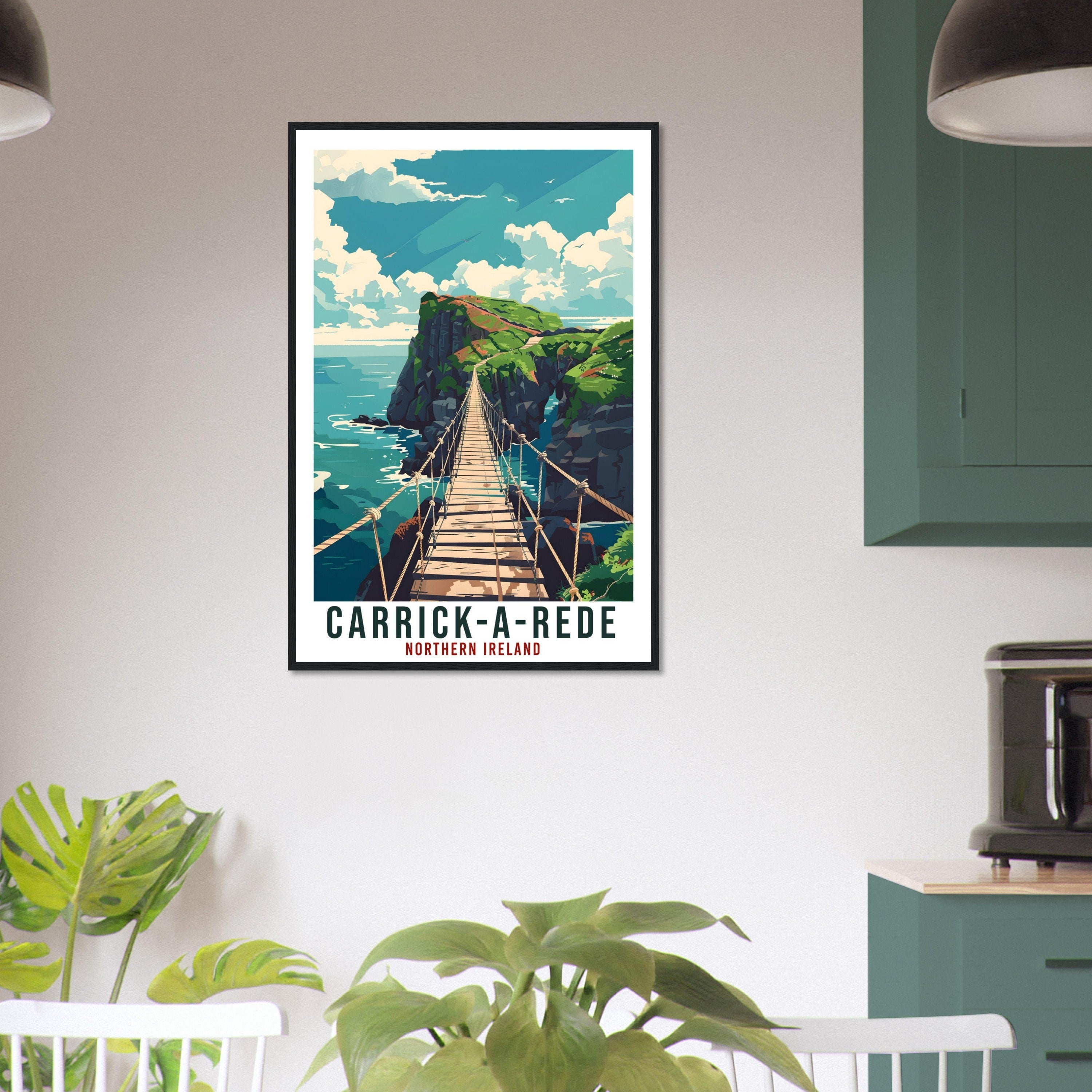 Carrick-A-Rede Travel Print Ireland Wall Art Wall Hanging Ballintoy County Antrim Art Gift Artwork Gift North Coast Northern Ireland Poster