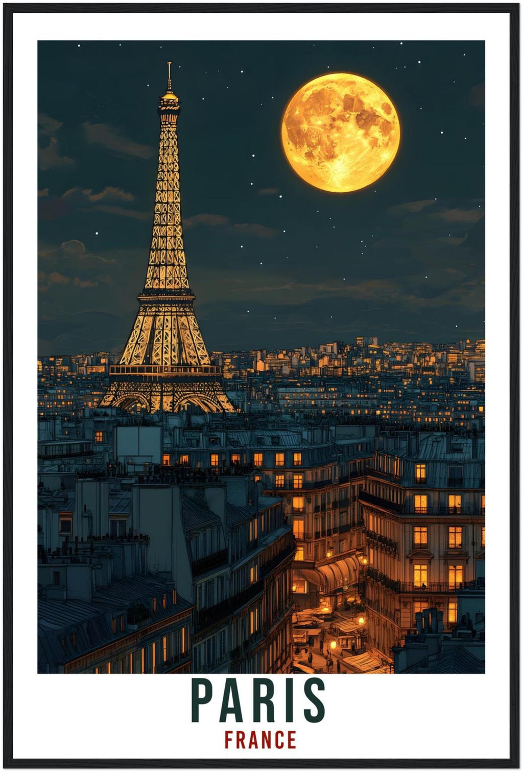 Paris Travel Print Eiffel Tower At Night Home Decor Paris Wall Art Gift Wall Hanging Art Lover Paris France Artwork Travel Poster Travel Art