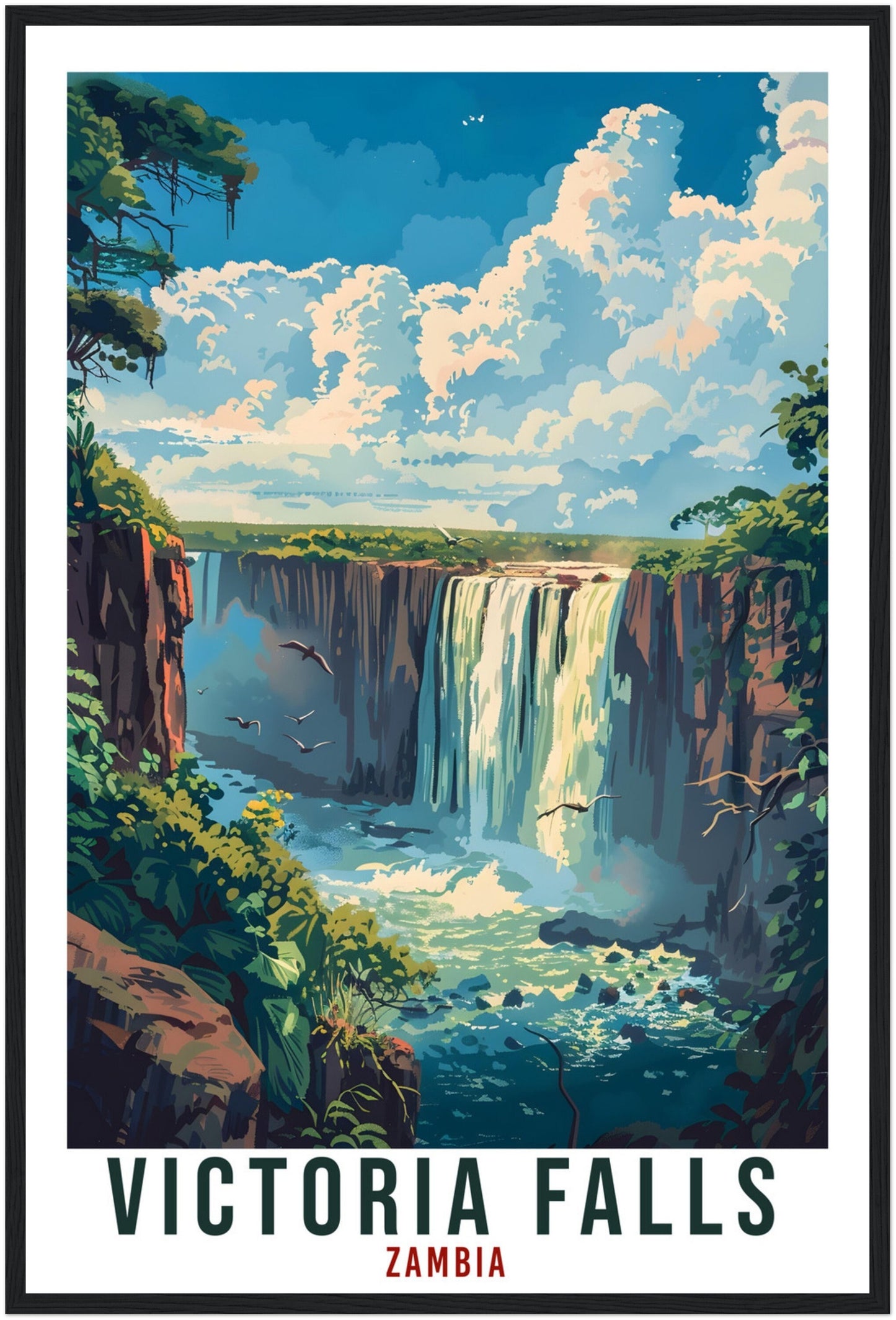 Victoria Falls Zambia Travel Print Wall Art Wall Hanging Home Décor Victoria Falls Gift Art Lovers Zambia Artwork Gift Print African Poster