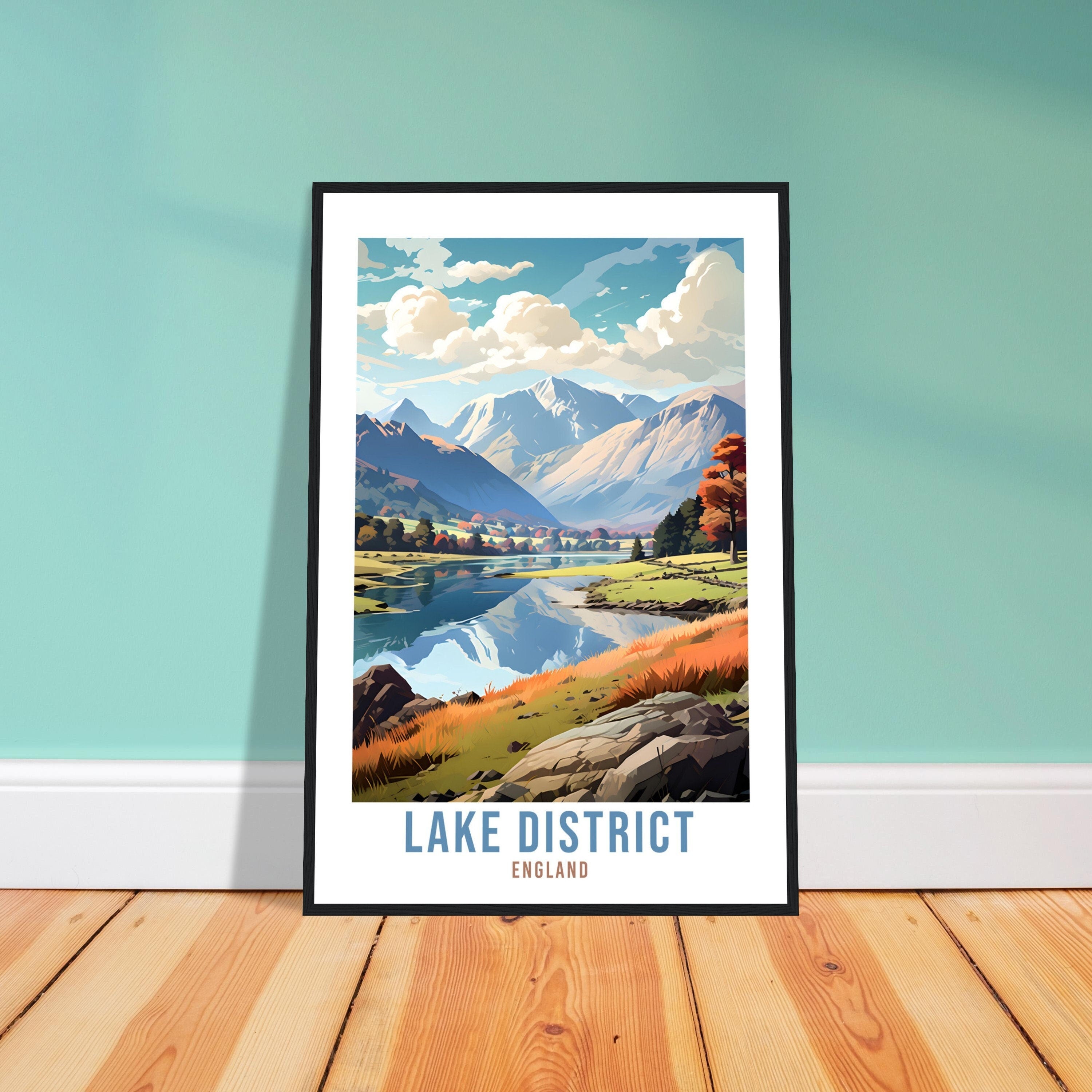 The Lake District Travel Print Lake District Home Decor Mountain Landscape England Nature Wall Hanging Lakes Artwork Gift Travel Poster