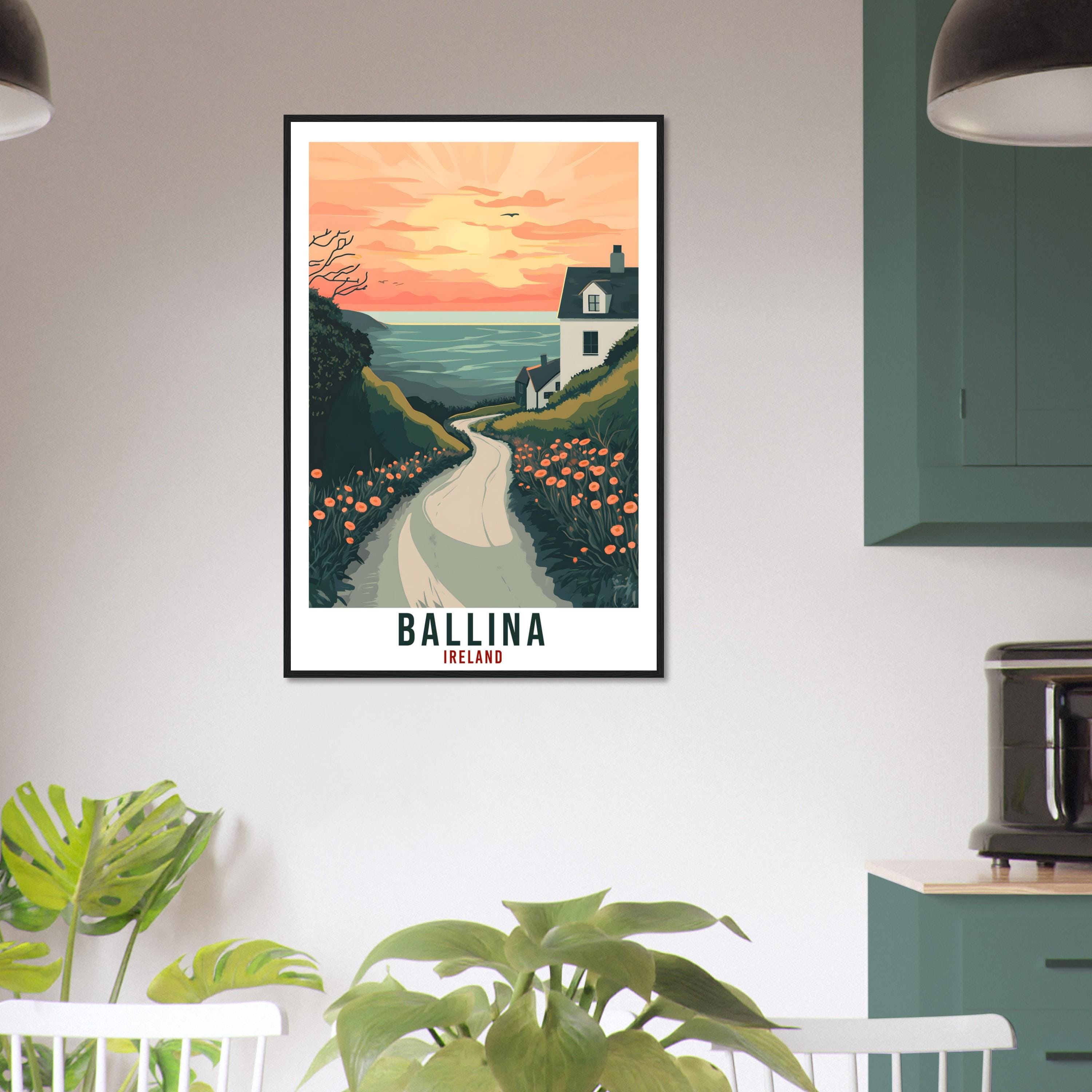 Ballina Travel Print Ireland Home Decor Ballina Wall Art Wall Hanging Art Lover Irish Artwork Travel Poster Ballina Mayo Ireland Travel Art