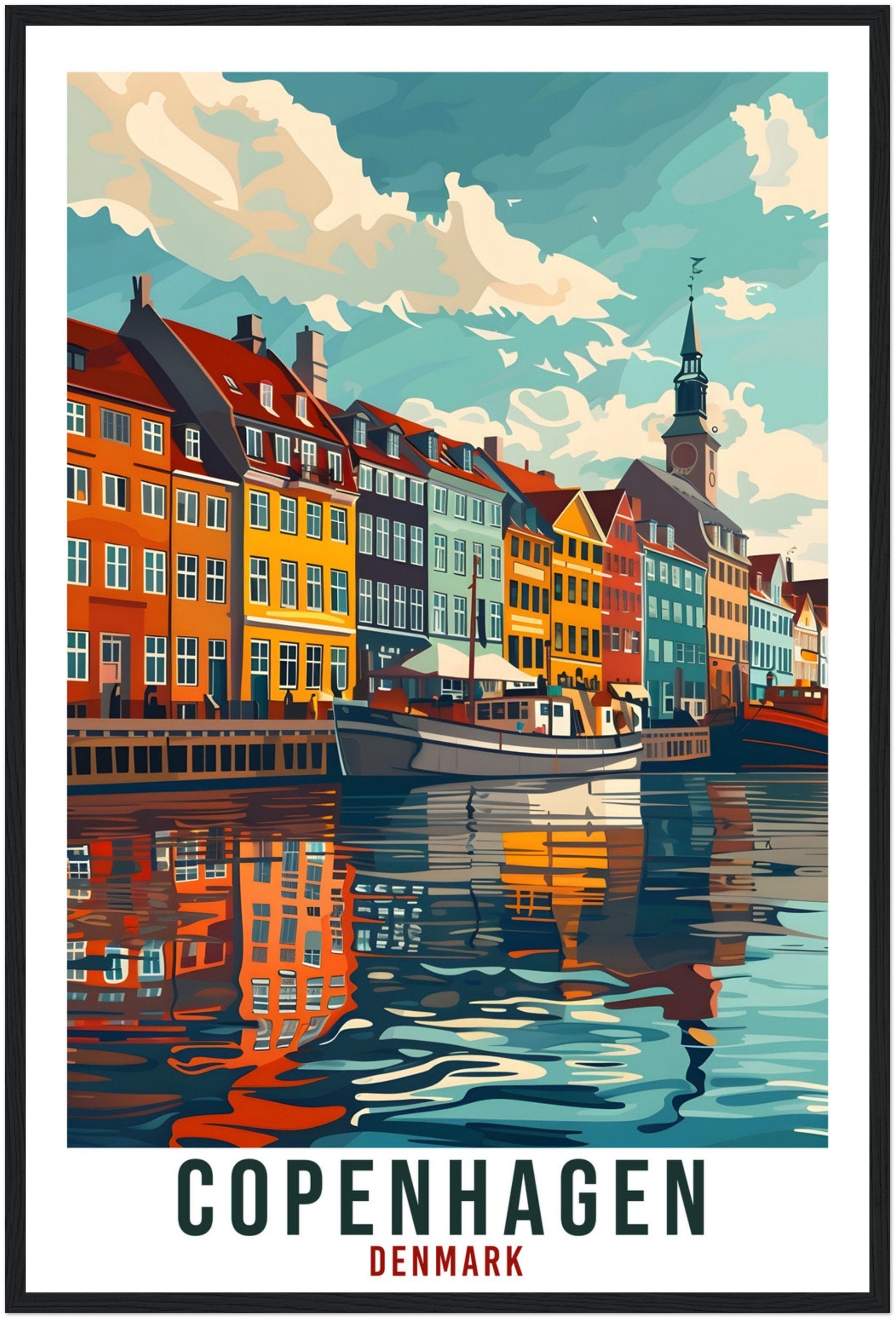 Copenhagen Danish Travel Print Denmark Wall Art Wall Hanging Home Living Décor Copenhagen Gift Art Lovers Denmark Artwork Gift Travel Poster
