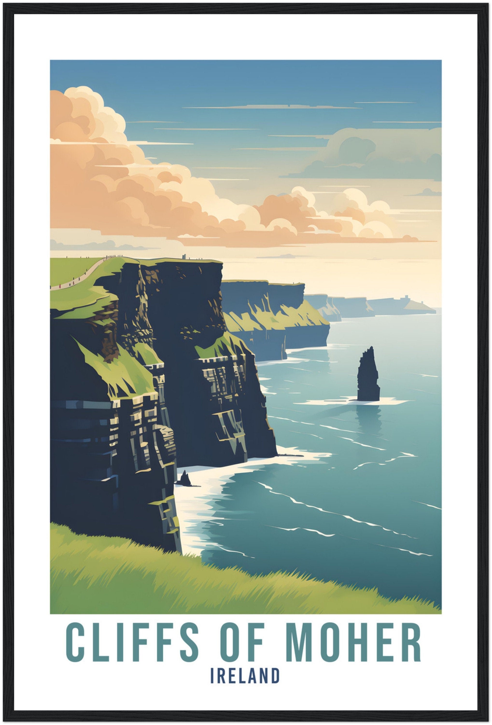 Cliffs Of Moher Travel Print Ireland Co. Clare Seaside Coastal Landscape Wall Hanging Cliffs Of Moher Artwork Gift Irish Coast Poster Gift