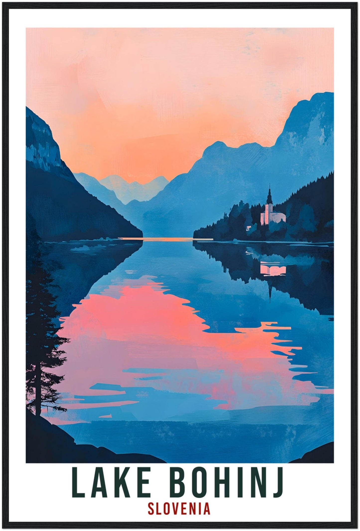 Lake Bohinj Travel Print Slovenia Decor Lake Bohinj Wall Art Gift Wall Hanging Art Lover Lake Bohinj Slovenia Artwork Travel Poster Slovenia